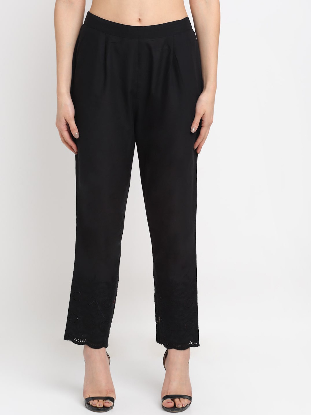 

Cantabil Women Black Pleated Trousers