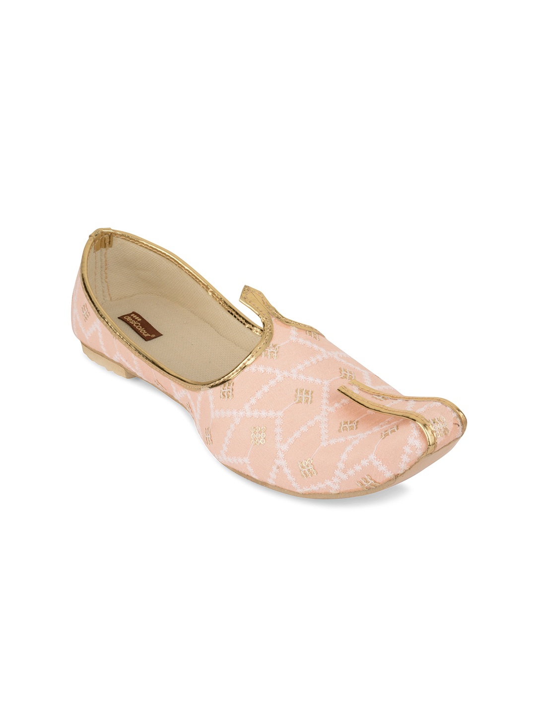 

DESI COLOUR Men Peach-Coloured Woven Design Mojaris