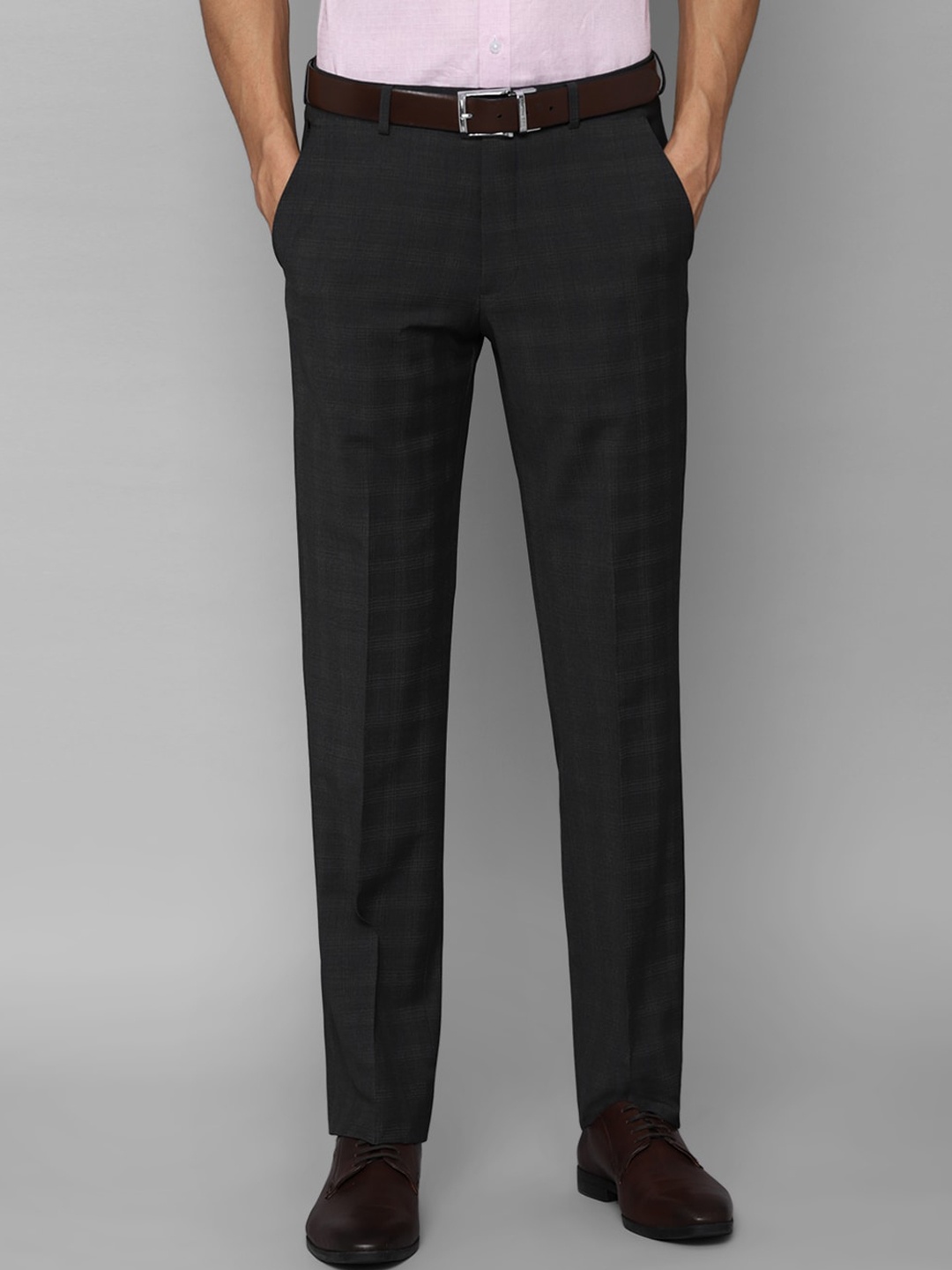 

Louis Philippe Men Grey Checked Trousers