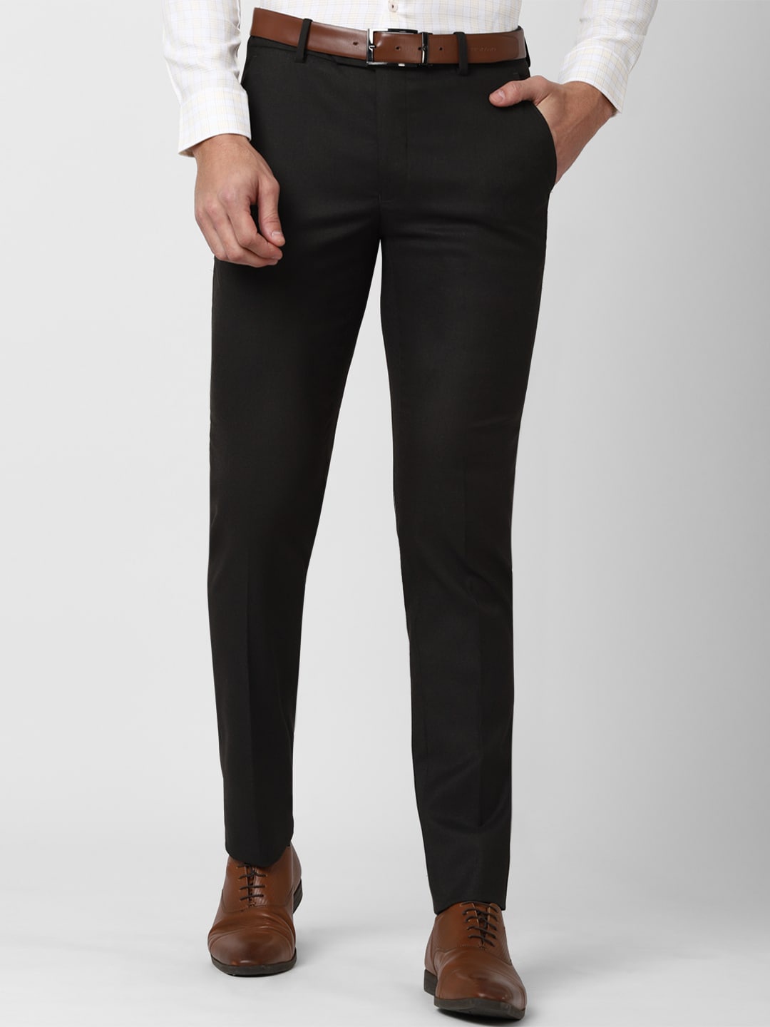 

Peter England Men Black Slim Fit Formal Trousers