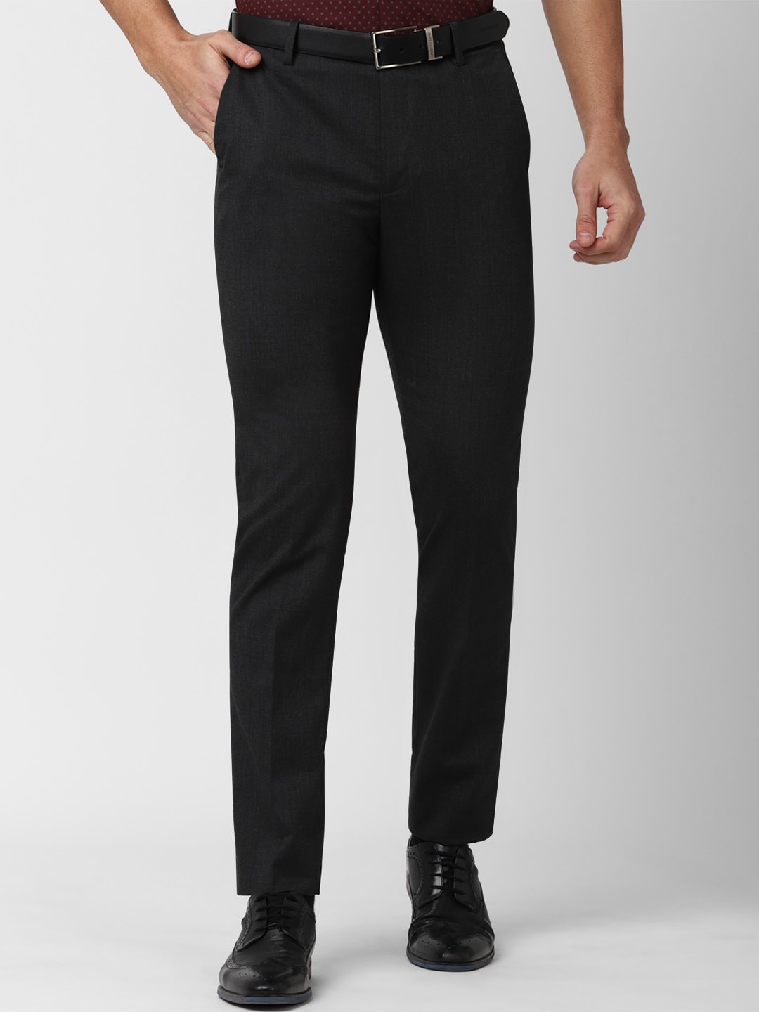 

Peter England Men Black Slim Fit Trousers