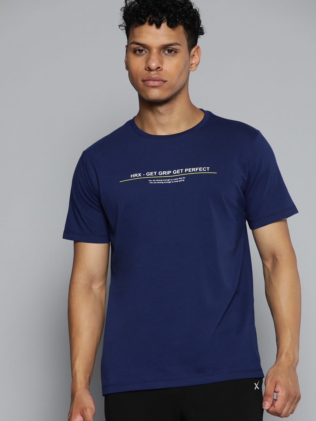 

HRX by Hrithik Roshan Typography Print Detail Rapid Dry Training T-shirt, Navy blue