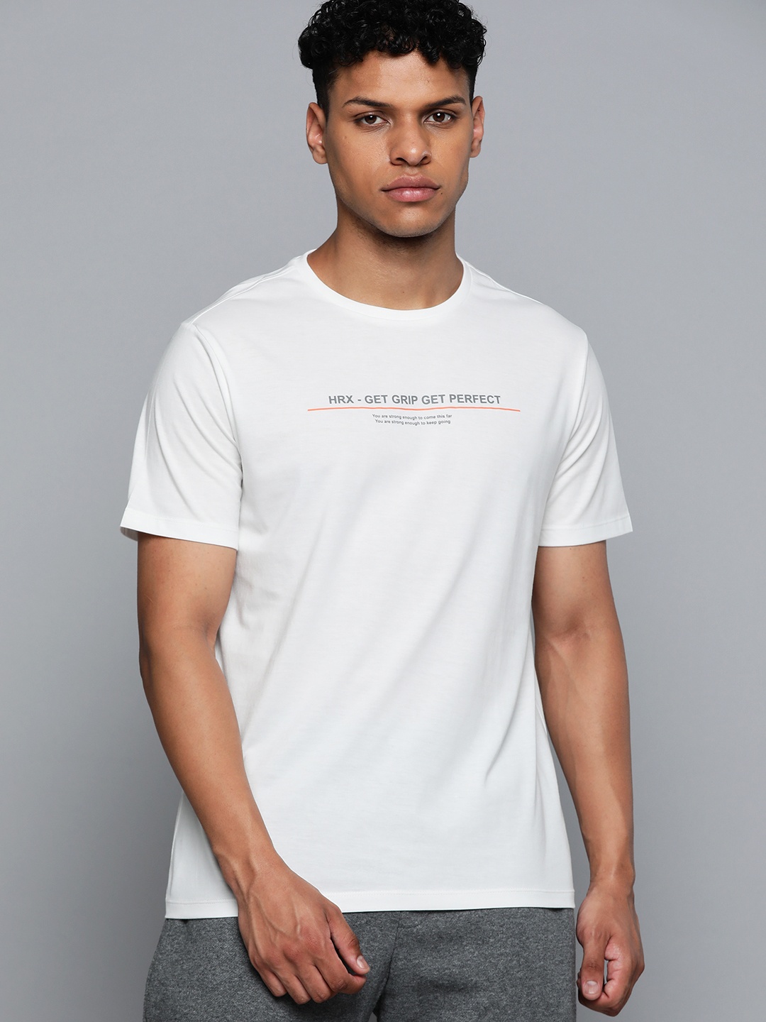 

HRX By Hrithik Roshan Training Men Antimicrobial Brand Carrier T-shirt, White