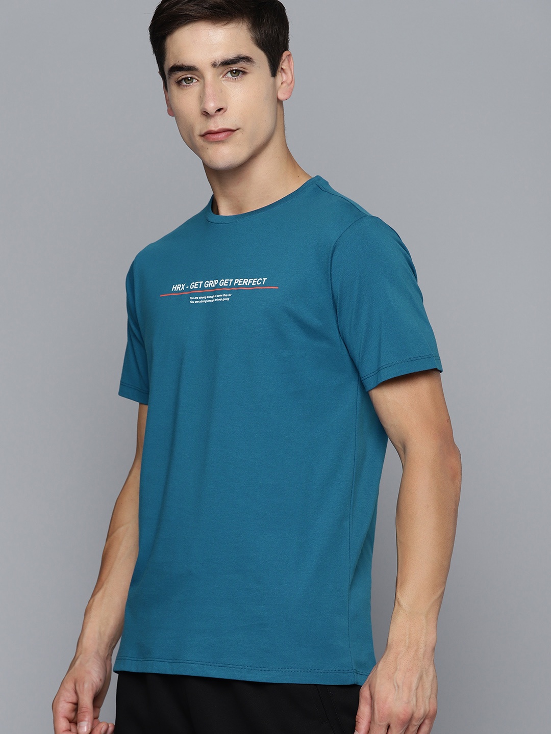 

HRX By Hrithik Roshan Training Antimicrobial Brand Carrier T-shirt, Teal