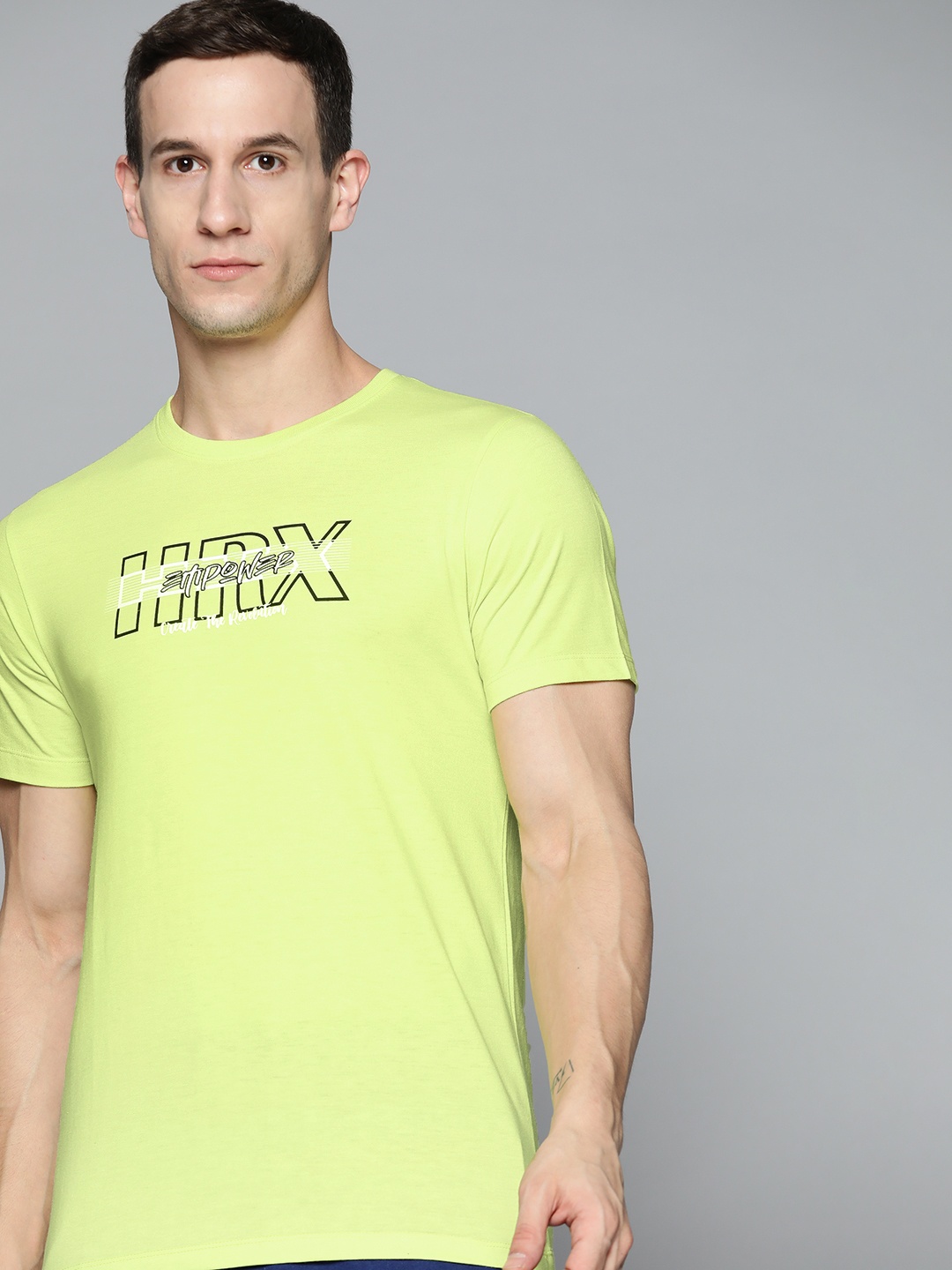 

HRX By Hrithik Roshan Lifestyle Men Sulphur Spring Bio-Wash Brand carrier Tshirts, Lime green