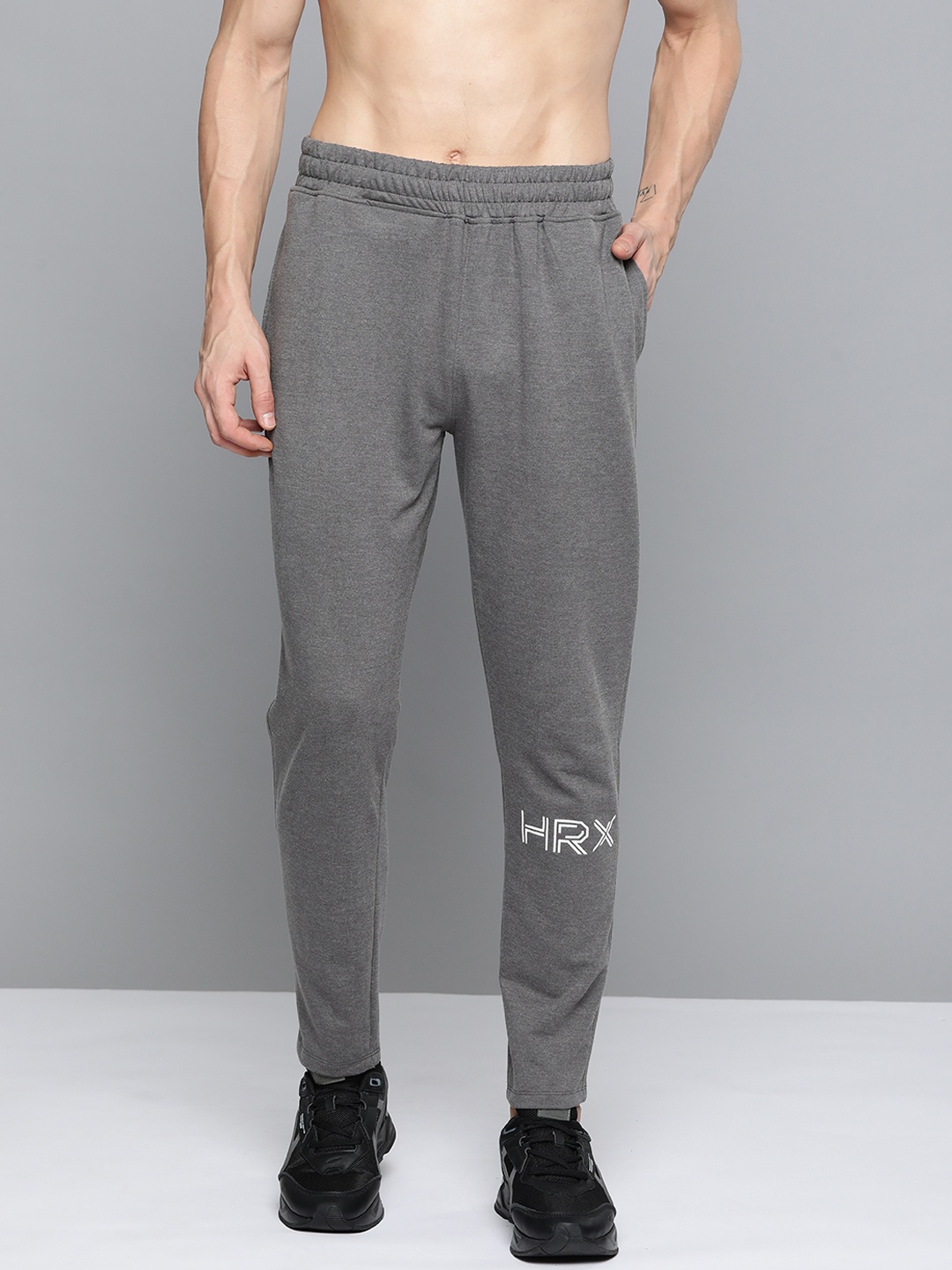 

HRX By Hrithik Roshan Training Men Anthra Mel Antimicrobial Melange Track Pants, Charcoal