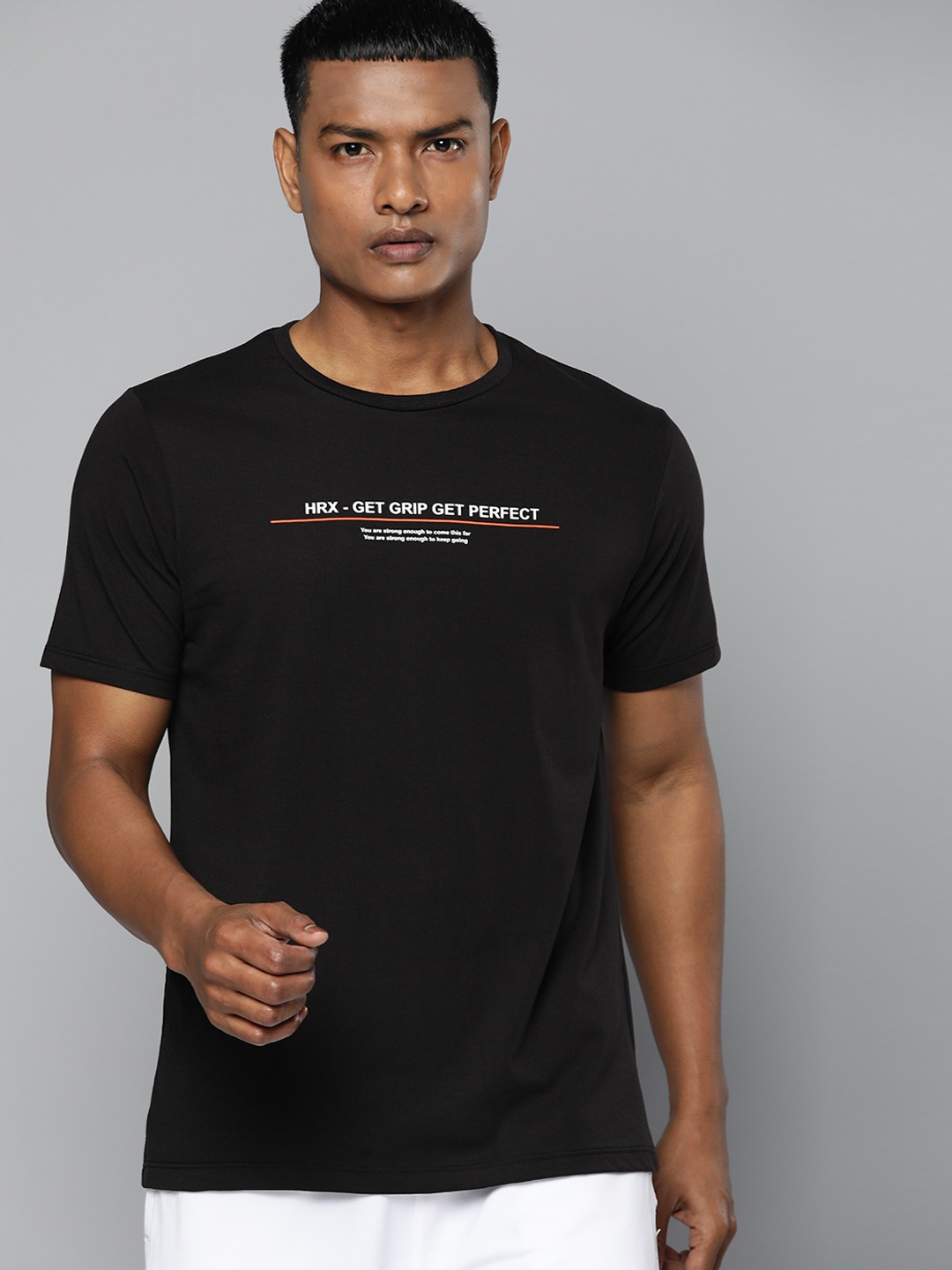 

HRX by Hrithik Roshan Antimicrobial Typography Printed Training T-shirt, Black