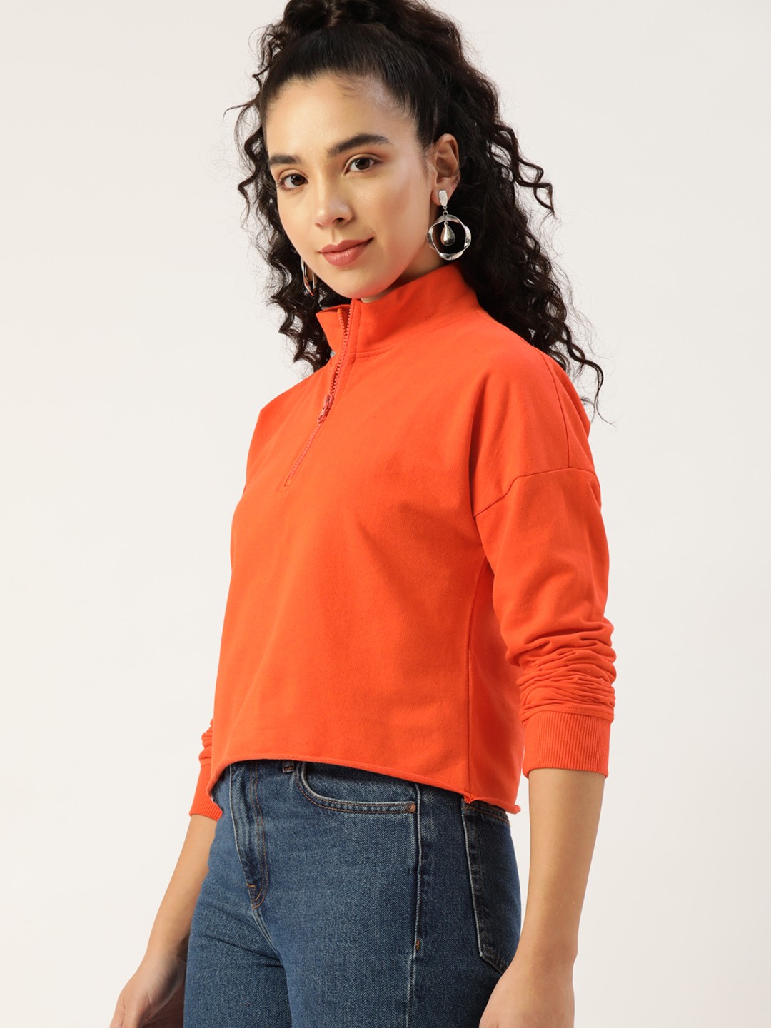 

DressBerry Women Orange Solid Sweatshirt