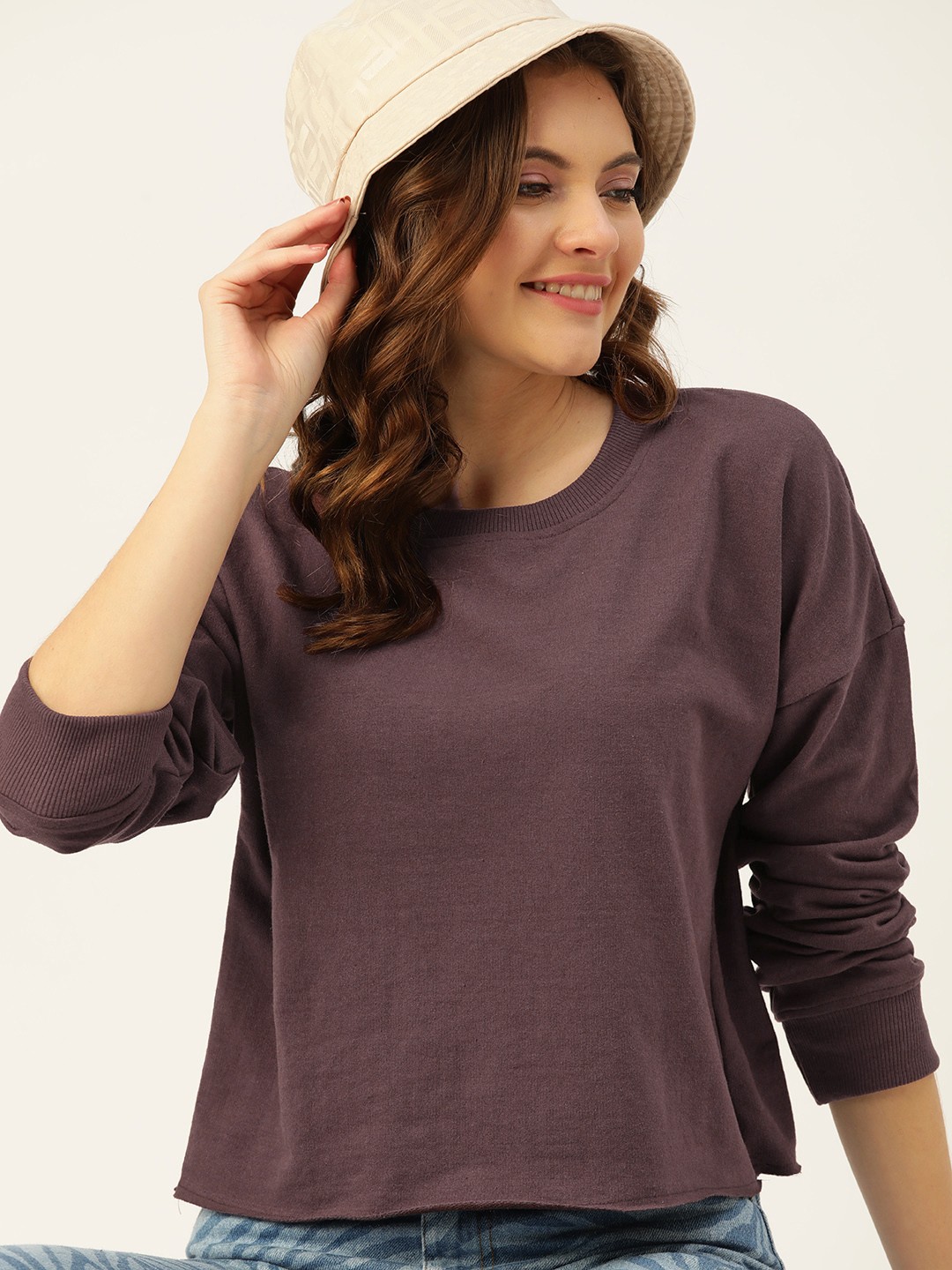 

DressBerry Women Coffee Brown Solid Sweatshirt
