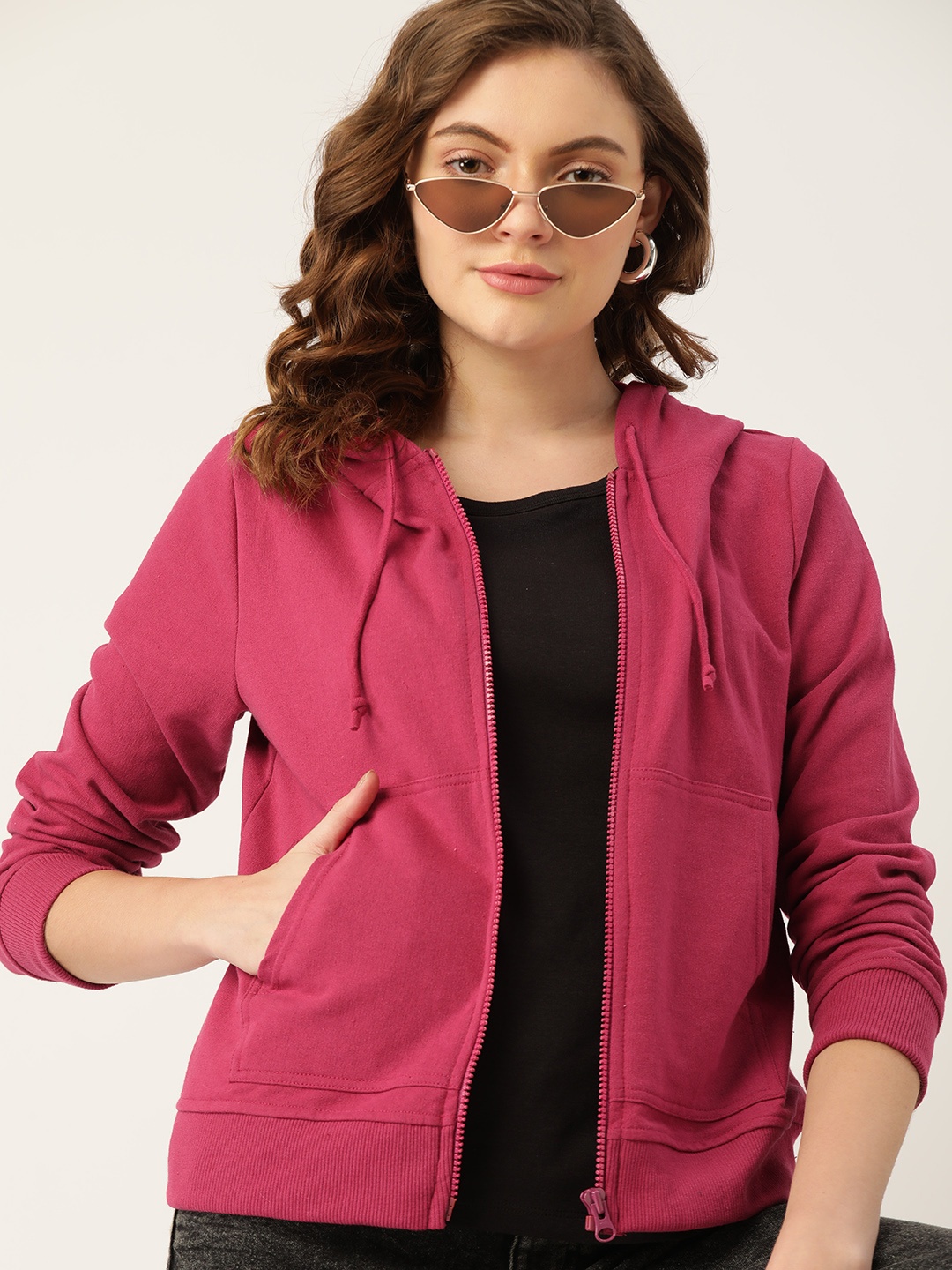 

DressBerry Women Pink Hooded Knitted Sweatshirt