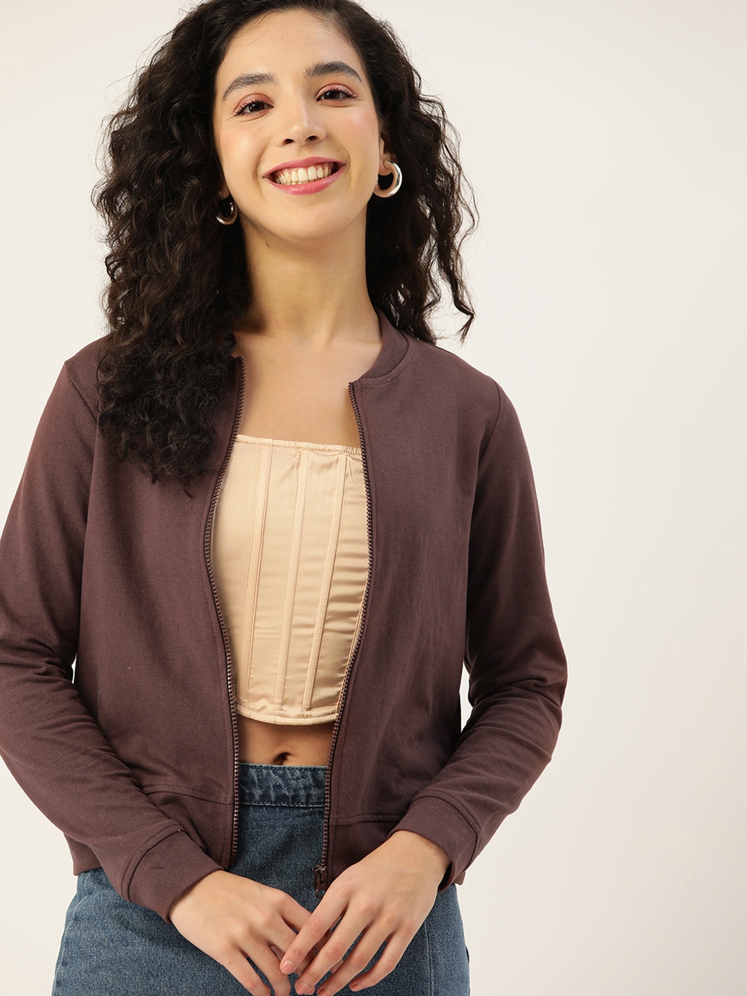 

DressBerry Women Coffee Brown Solid Sweatshirt
