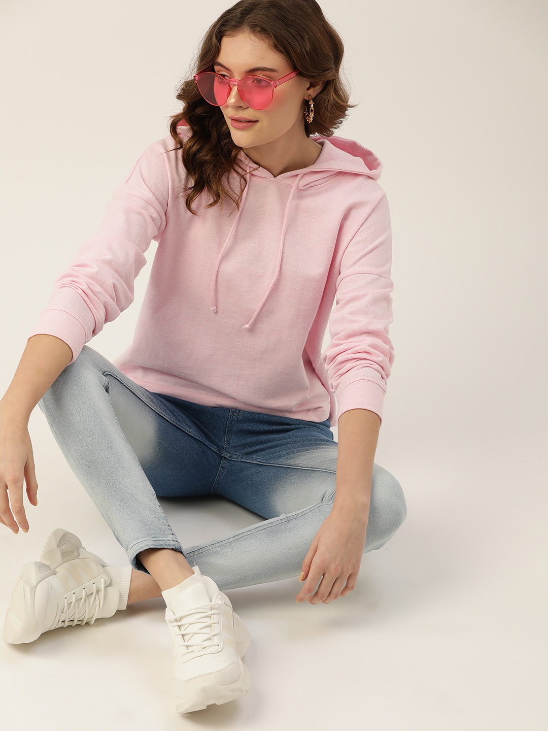 

DressBerry Women Pink Hooded Sweatshirt