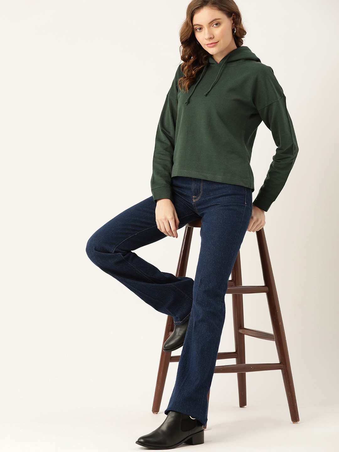 

DressBerry Women Green Hooded Sweatshirt