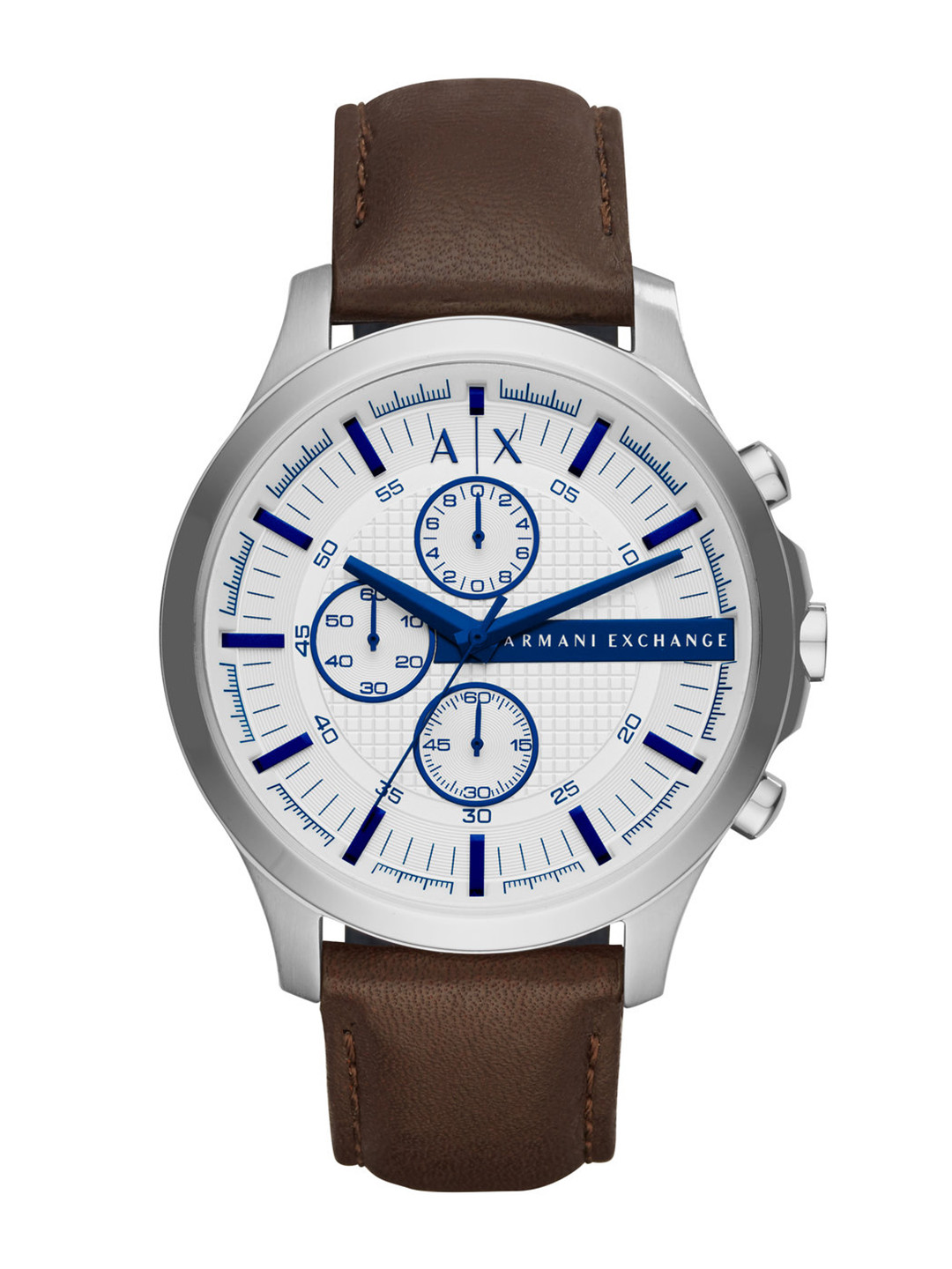 

Armani Exchange Men White Patterned Dial & Brown Leather Straps Analogue Watch AX2190