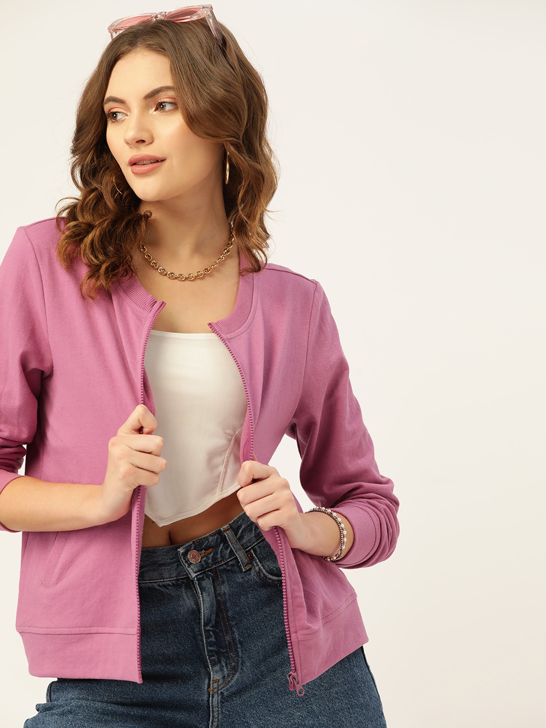 

DressBerry Women Pink Solid Sweatshirt