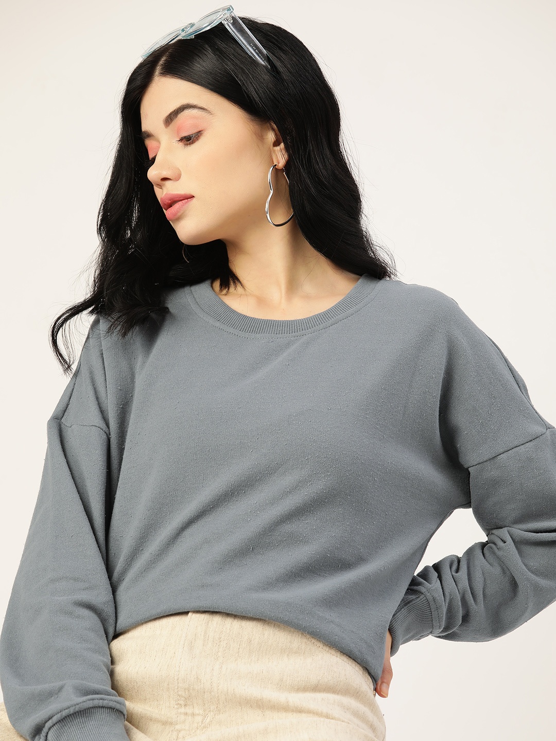

DressBerry Women Grey Solid Sweatshirt