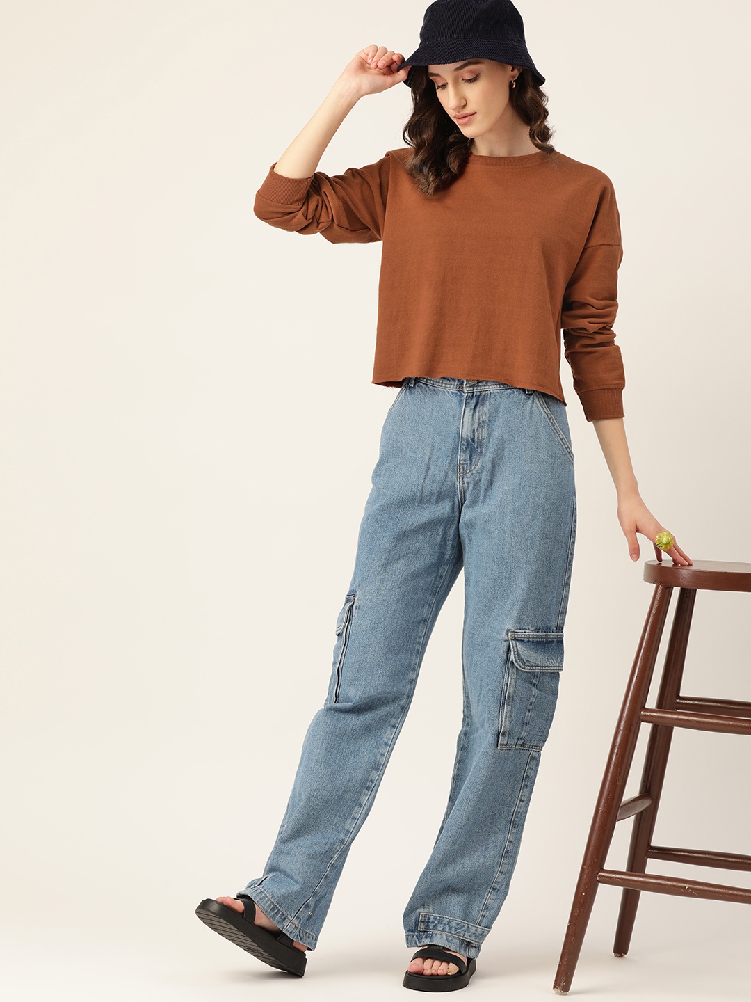 

DressBerry Women Brown Solid Sweatshirt