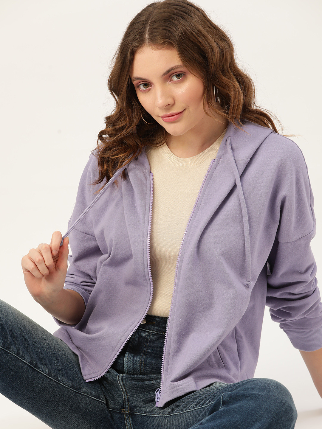 

DressBerry Women Lavender Hooded Sweatshirt