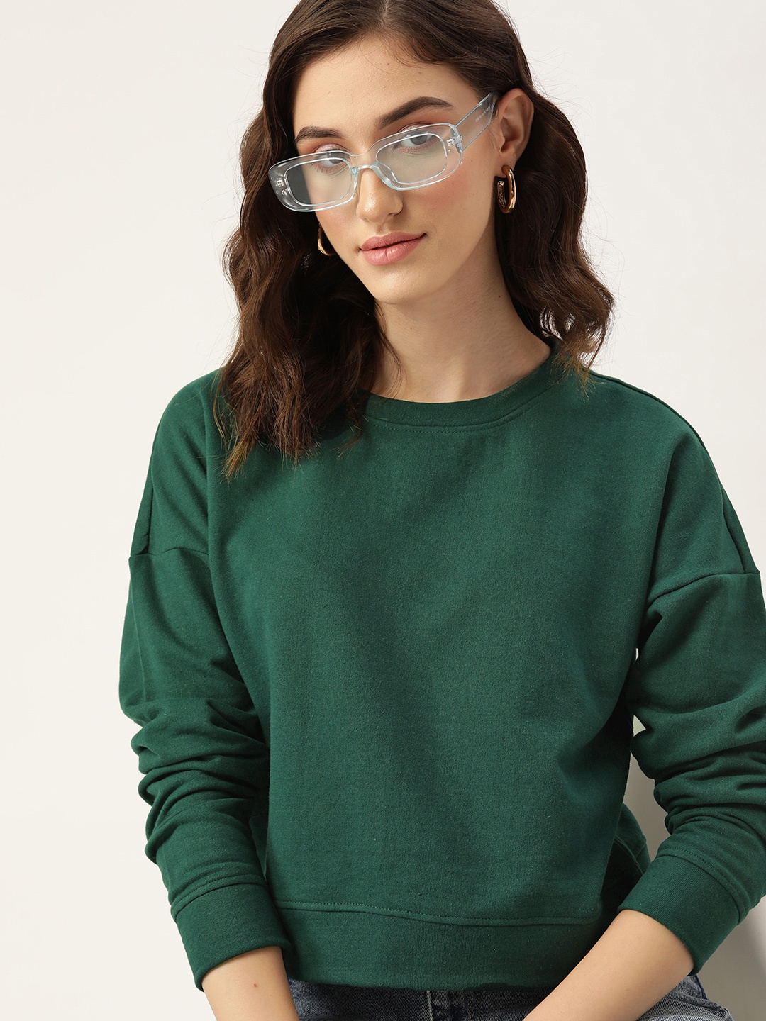 

DressBerry Women Green Solid Sweatshirt