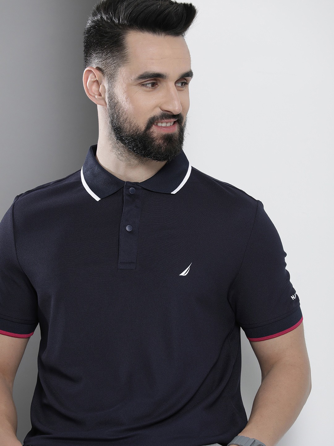 

Nautica Men Polo Collar Sustainable T-shirt, Navy blue