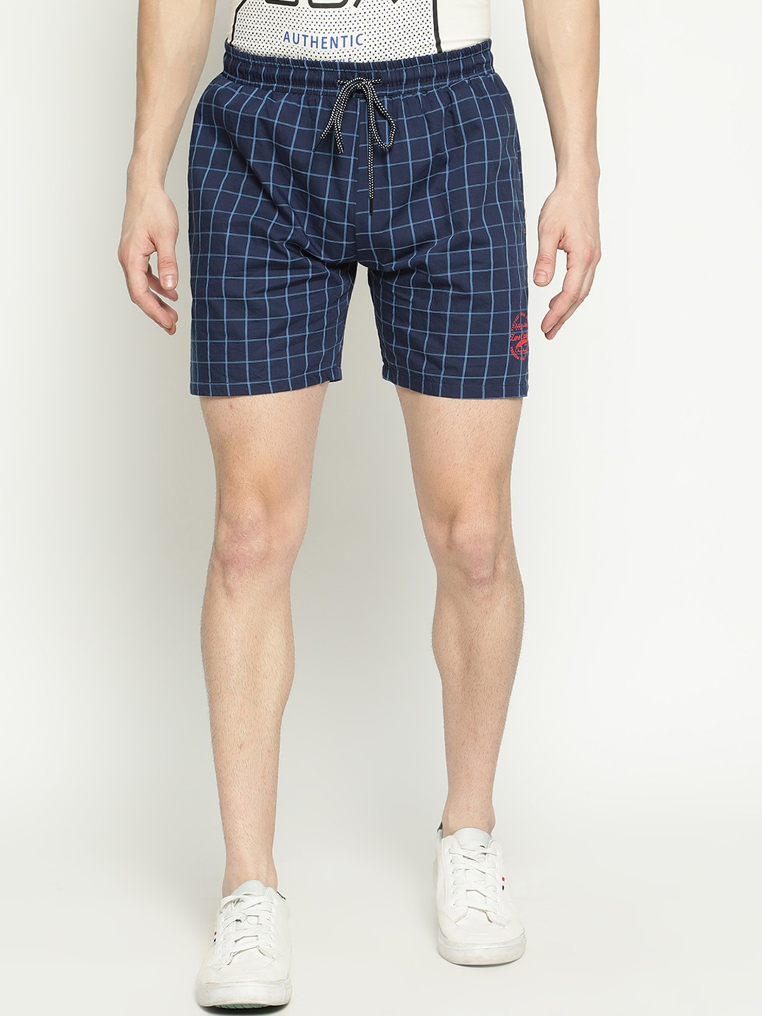 

V2 Value & Variety Men Blue Checked Shorts