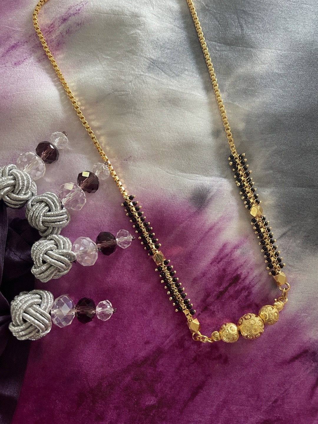 

Digital Dress Room Gold-Plated Black Beaded Mangalsutra