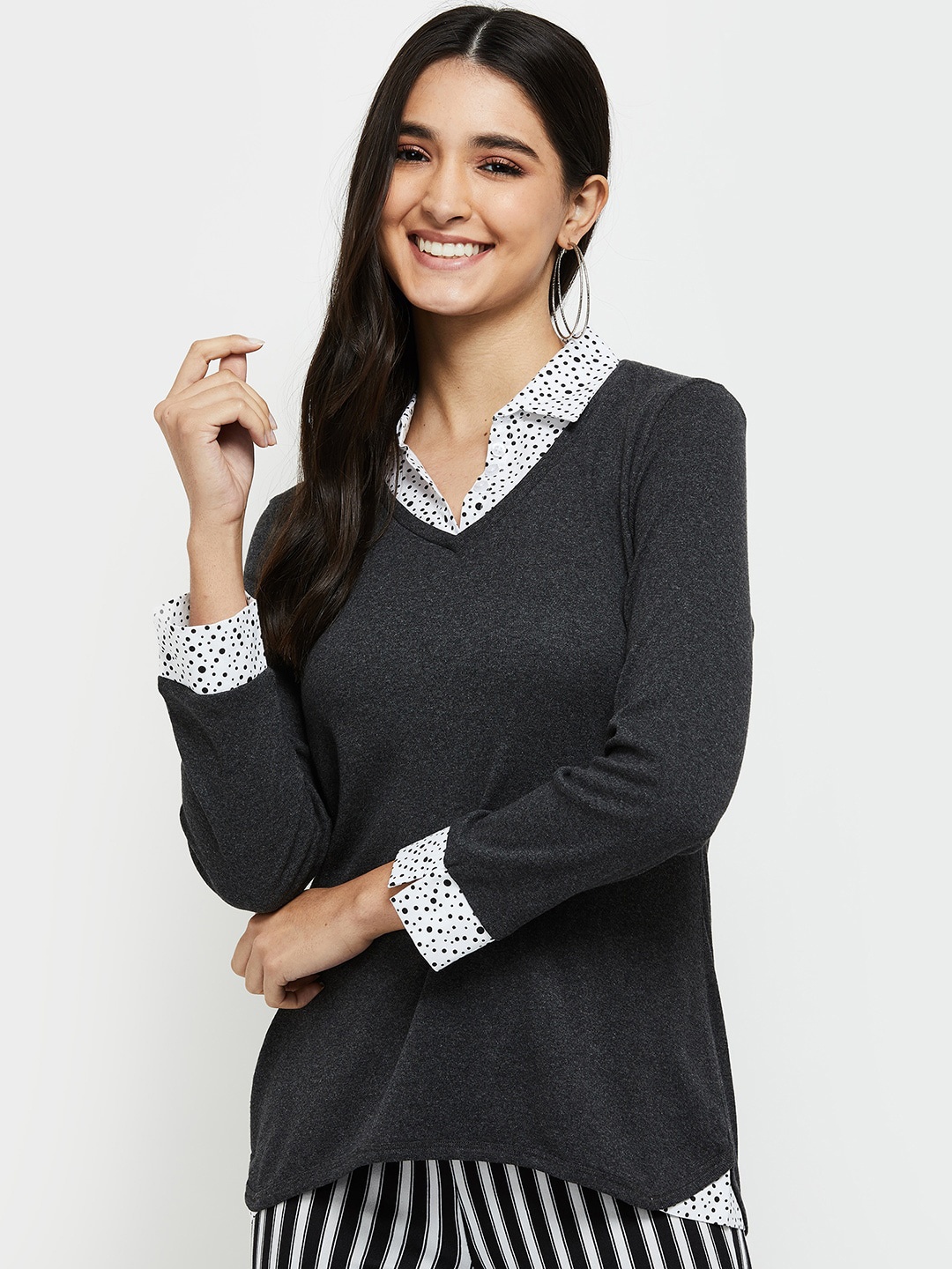 

max Grey Knitted Top