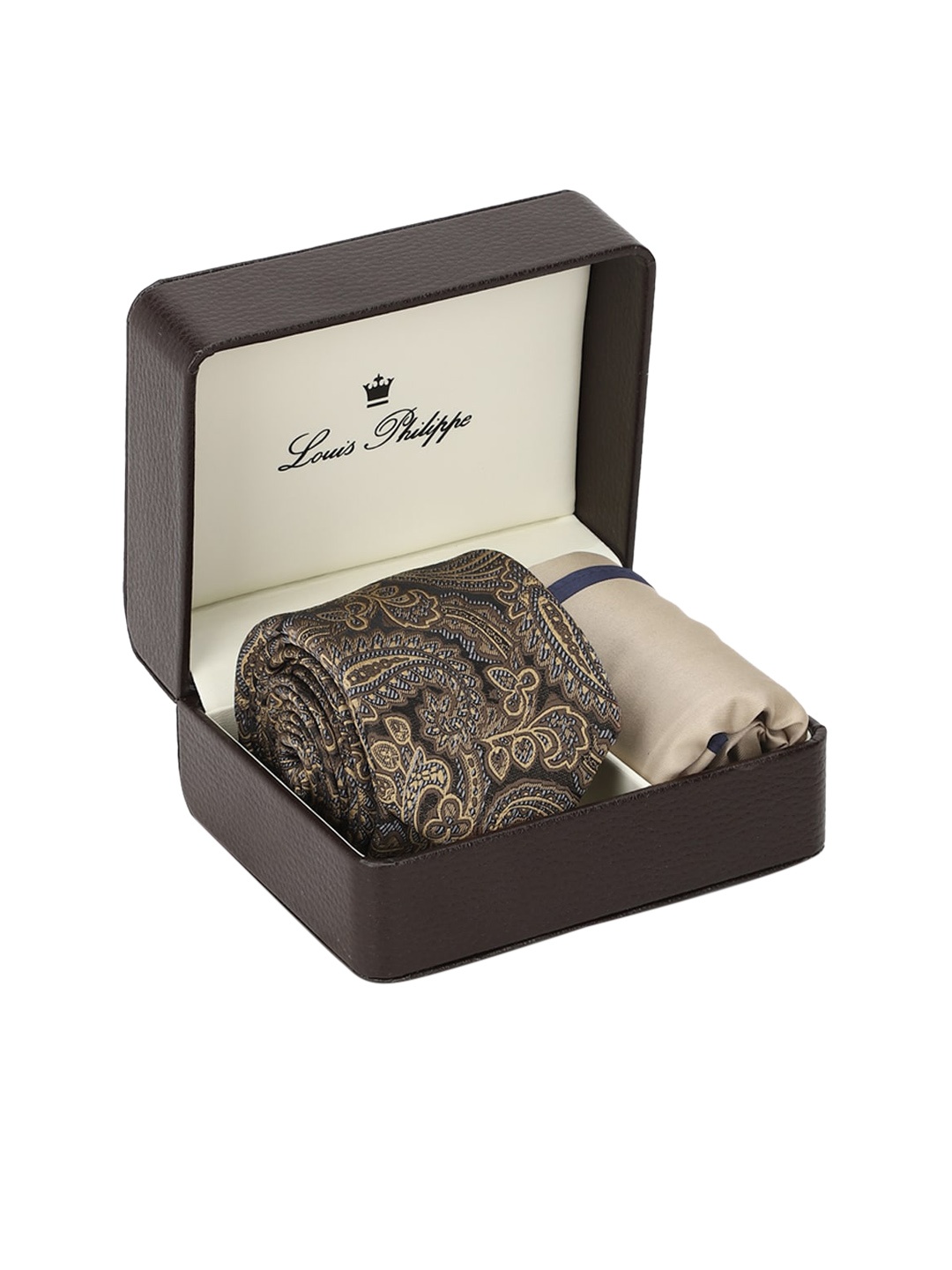 

Louis Philippe Men Beige Paisley Printed Accessory Gift Set