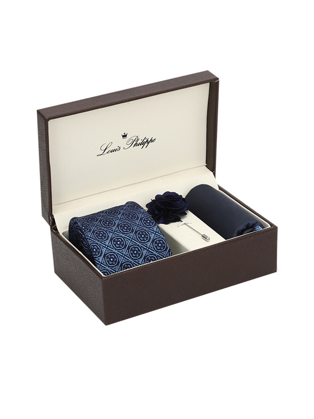 

Louis Philippe Men Blue Printed Accessory Gift Set