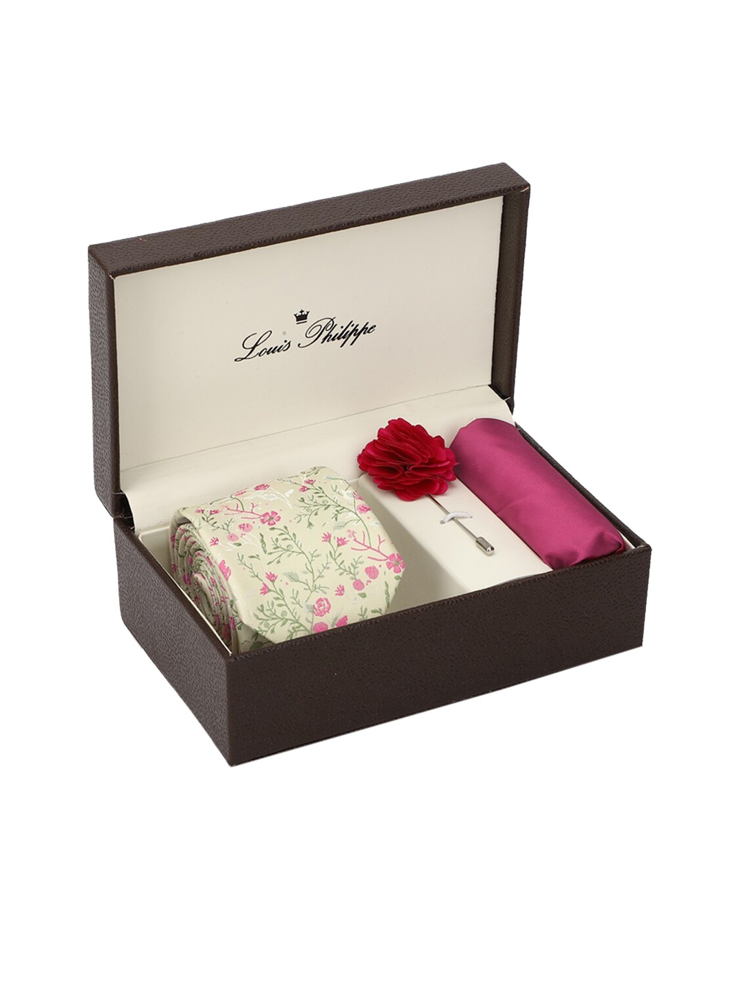 

Louis Philippe Men Cream & Pink Floral Printed Accessory Gift Set