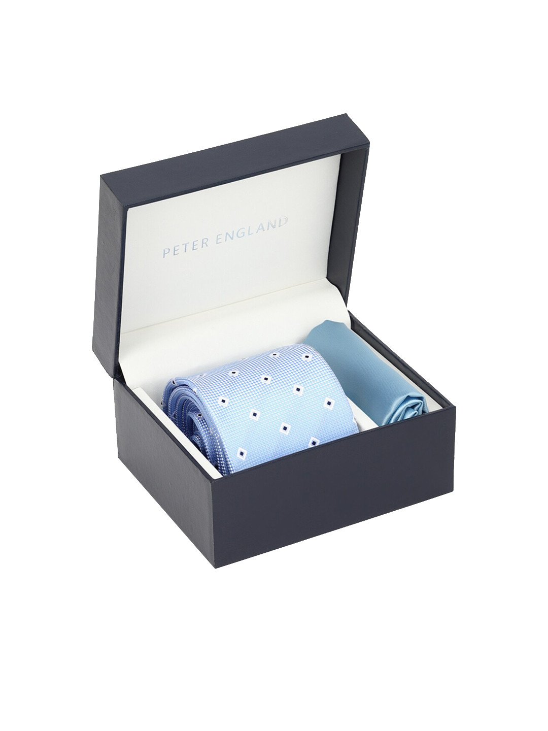 

Peter England Men Blue Printed Tie and Pocket Square Accessory Gift Set
