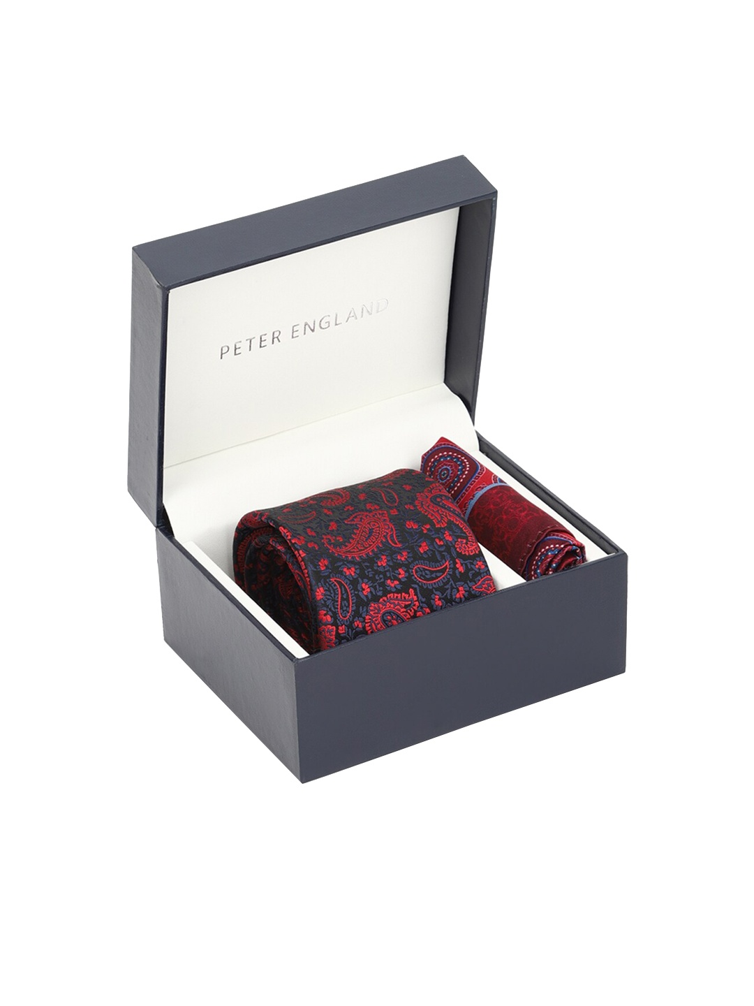 

Peter England Men Navy Blue & Red Printed Accessory Gift Set