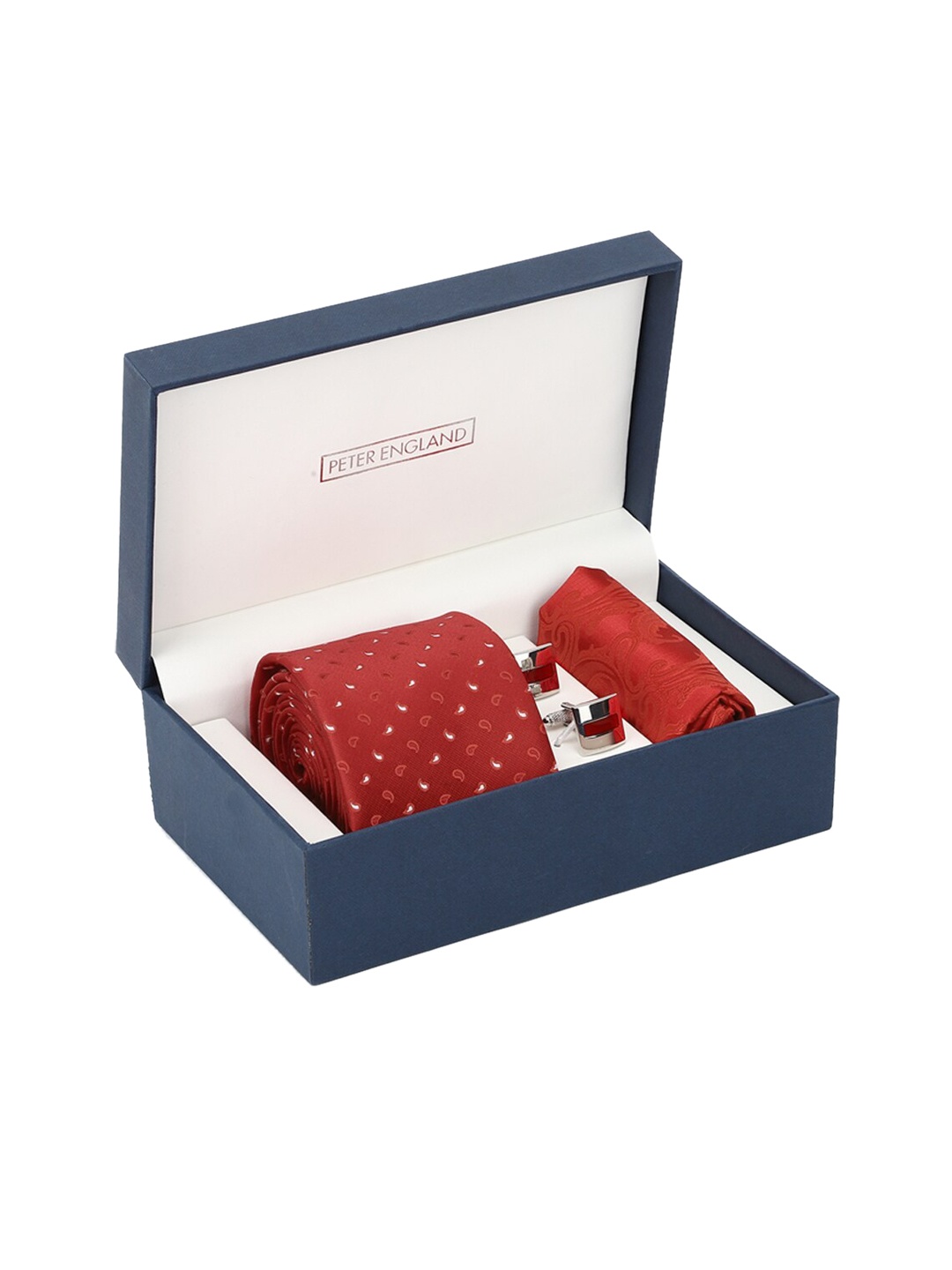 

Peter England Men Red Self Design Accessory Gift Set