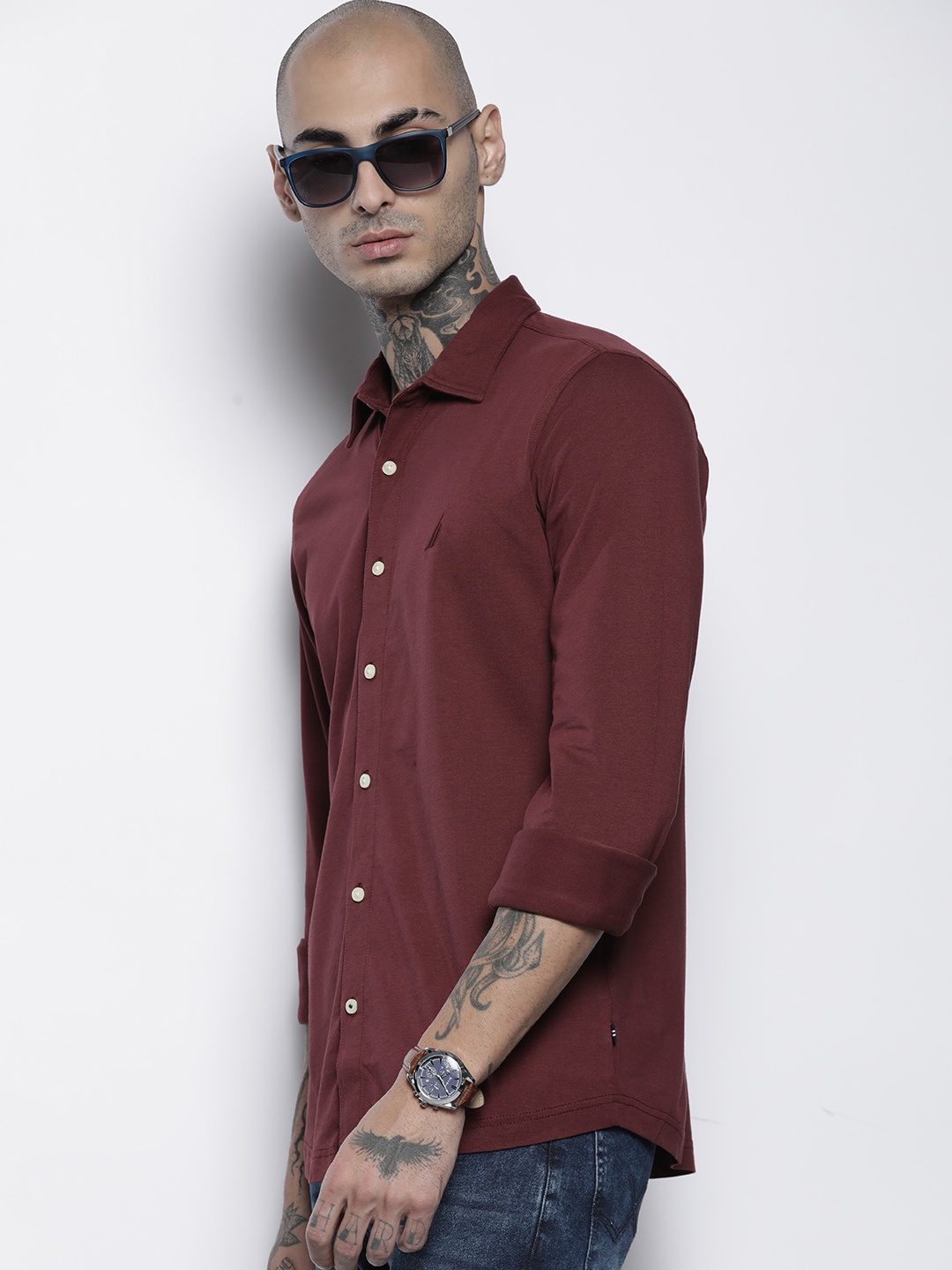 

Nautica Men Classic Casual Shirt, Maroon