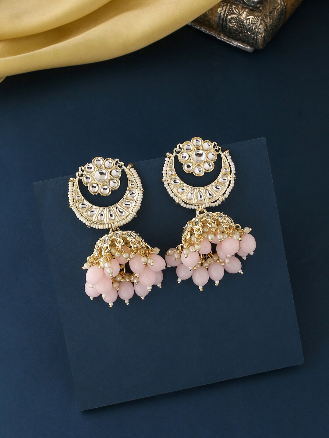 

VIRAASI Pink Contemporary Jhumkas Earrings