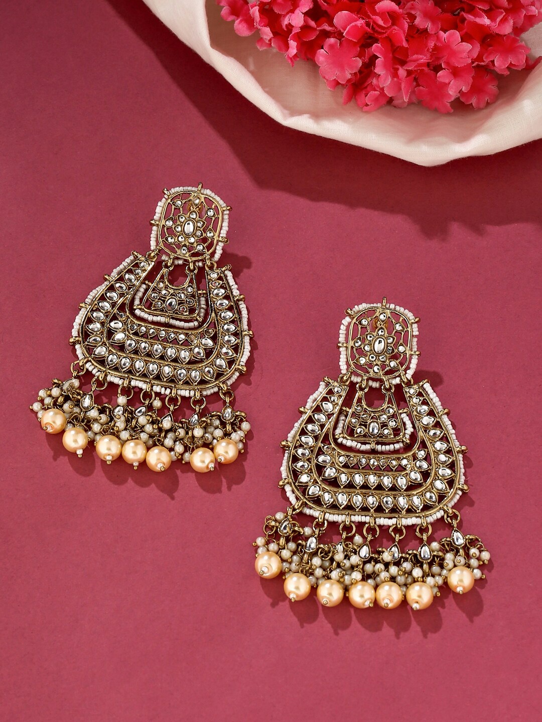 

VIRAASI Gold-Toned Contemporary Drop Earrings