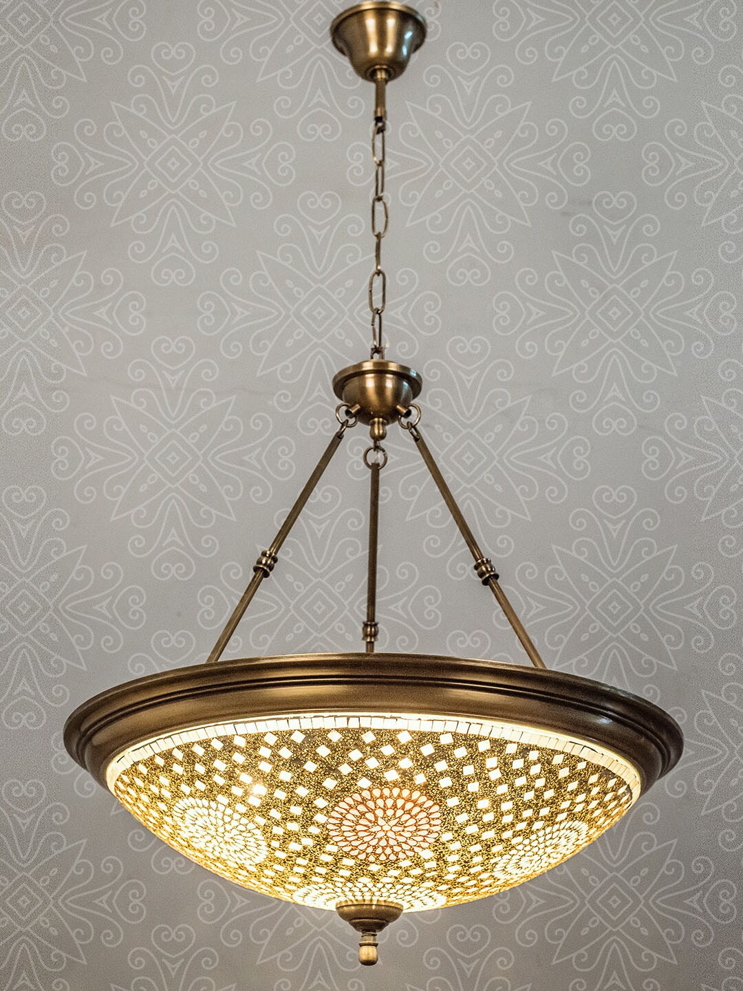 

Fos Lighting Gold-Toned Dish Tilak Antique Hanging Light