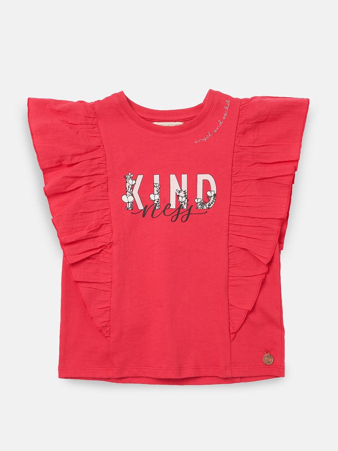 

Angel & Rocket Pink Print Ruffles Top