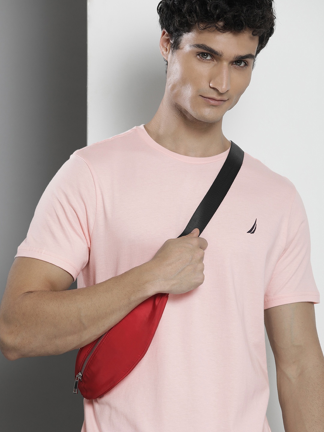 

Nautica Men Solid Pure Cotton T-shirt, Peach