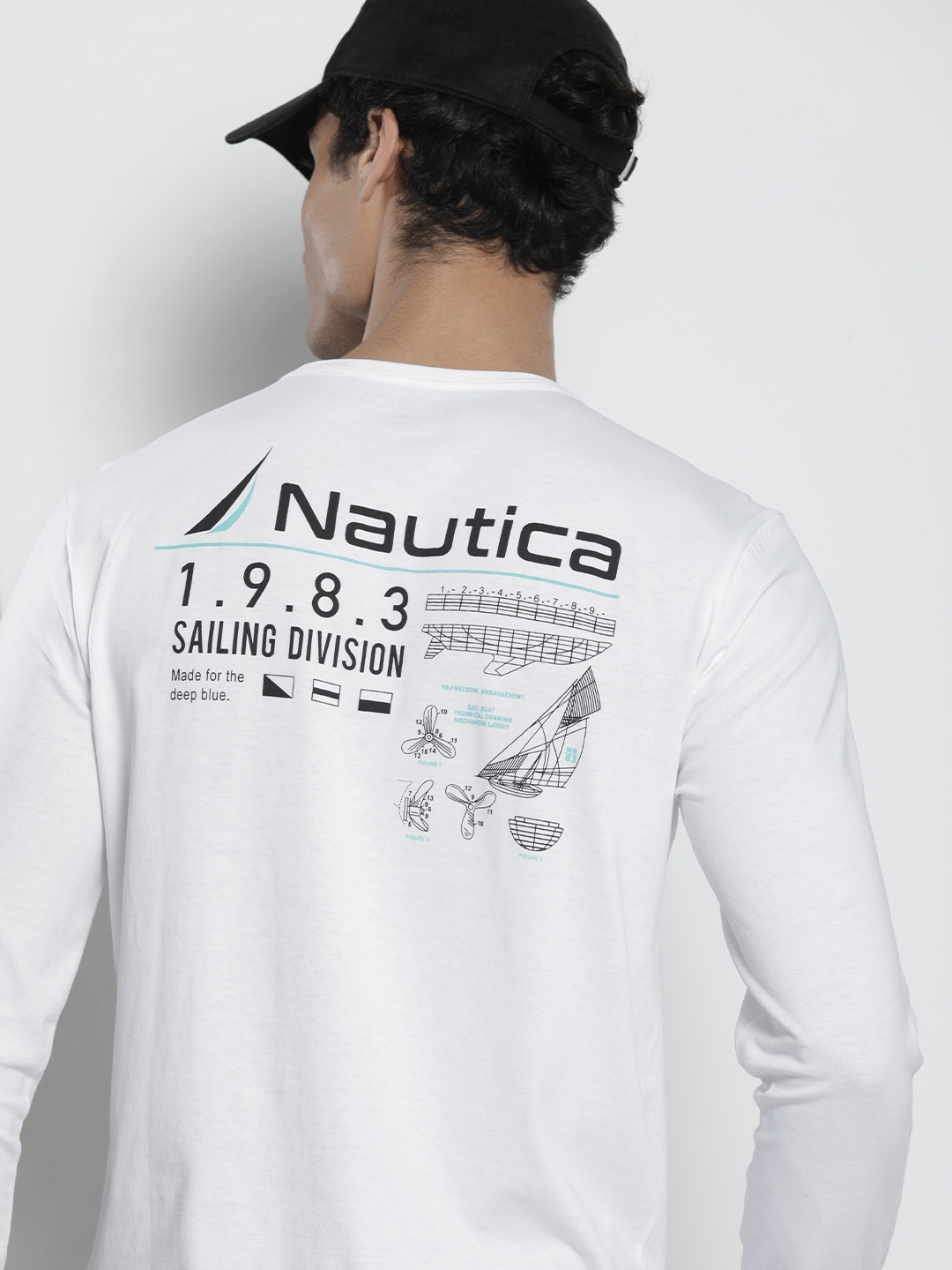 

Nautica Men Brand Logo Printed Pure Cotton T-shirt, White