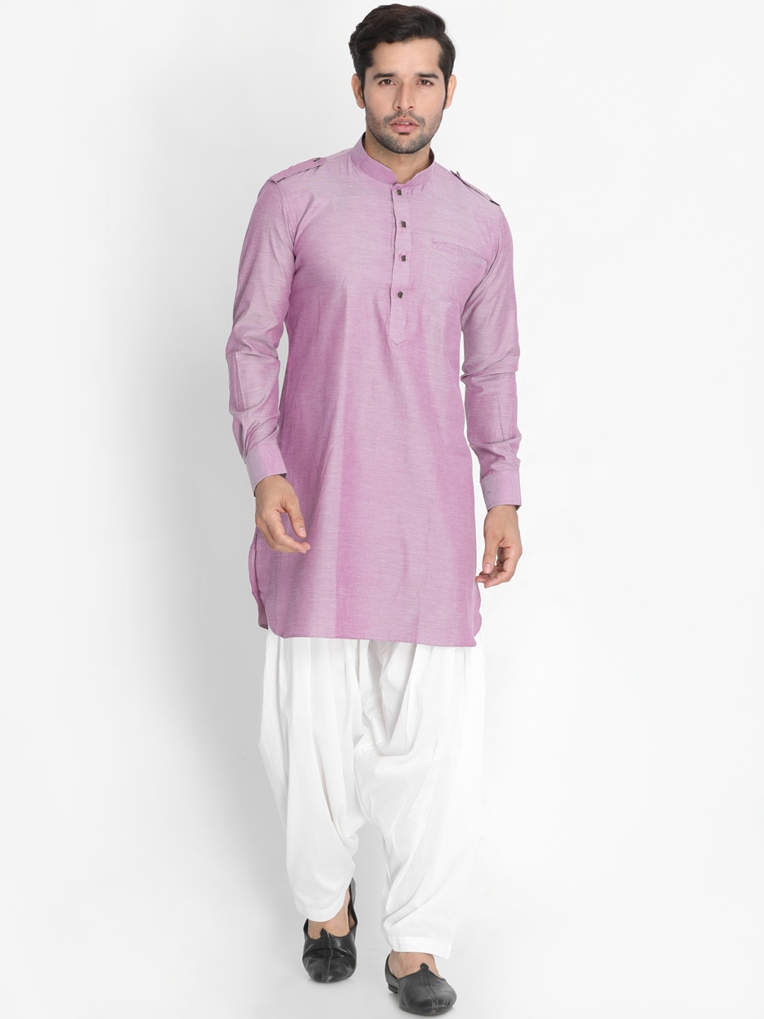 

VASTRAMAY Men Purple Kurta with Patiala