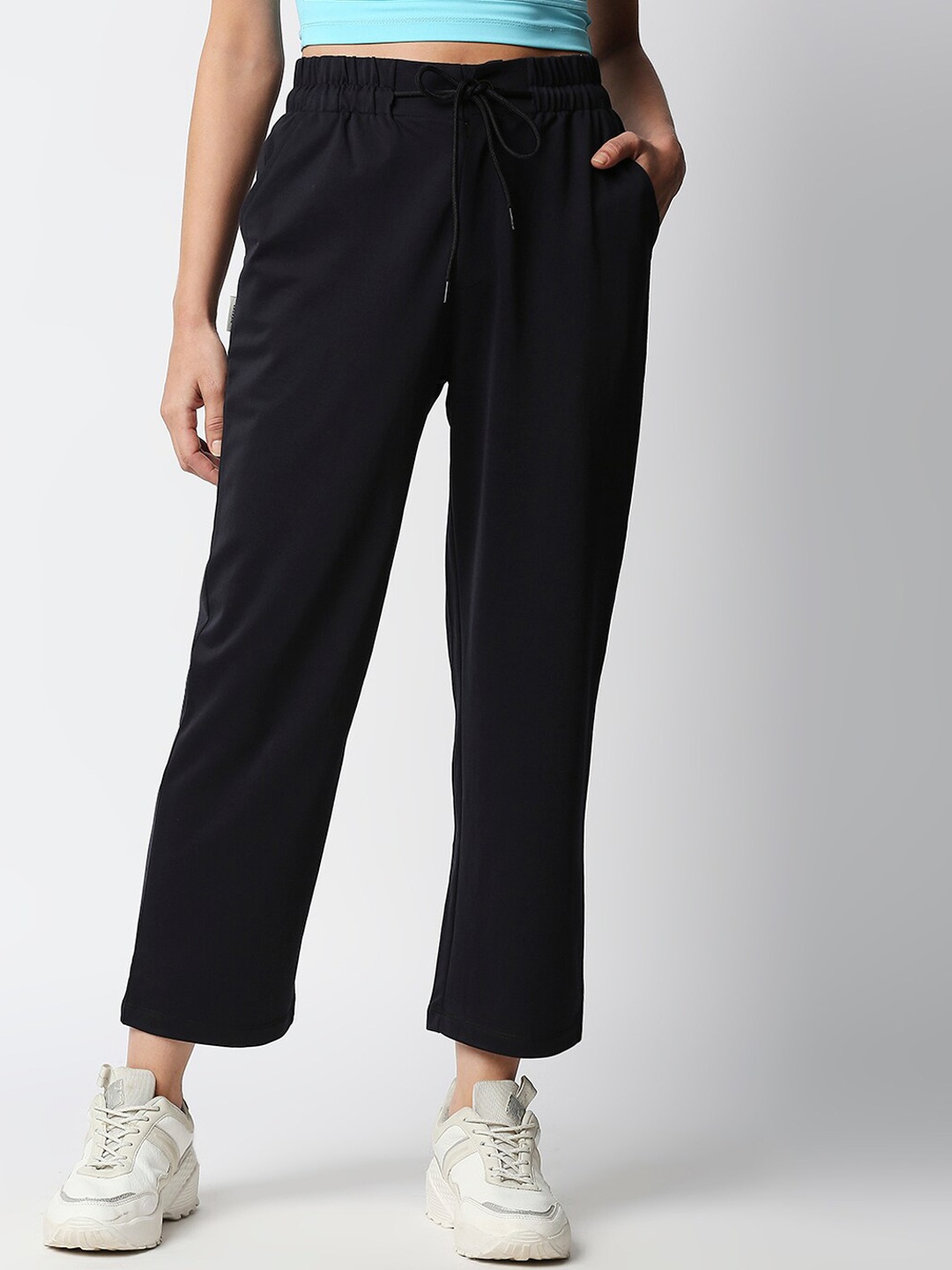 

Disrupt Women Black Smart Easy Wash Ankle Length Trousers