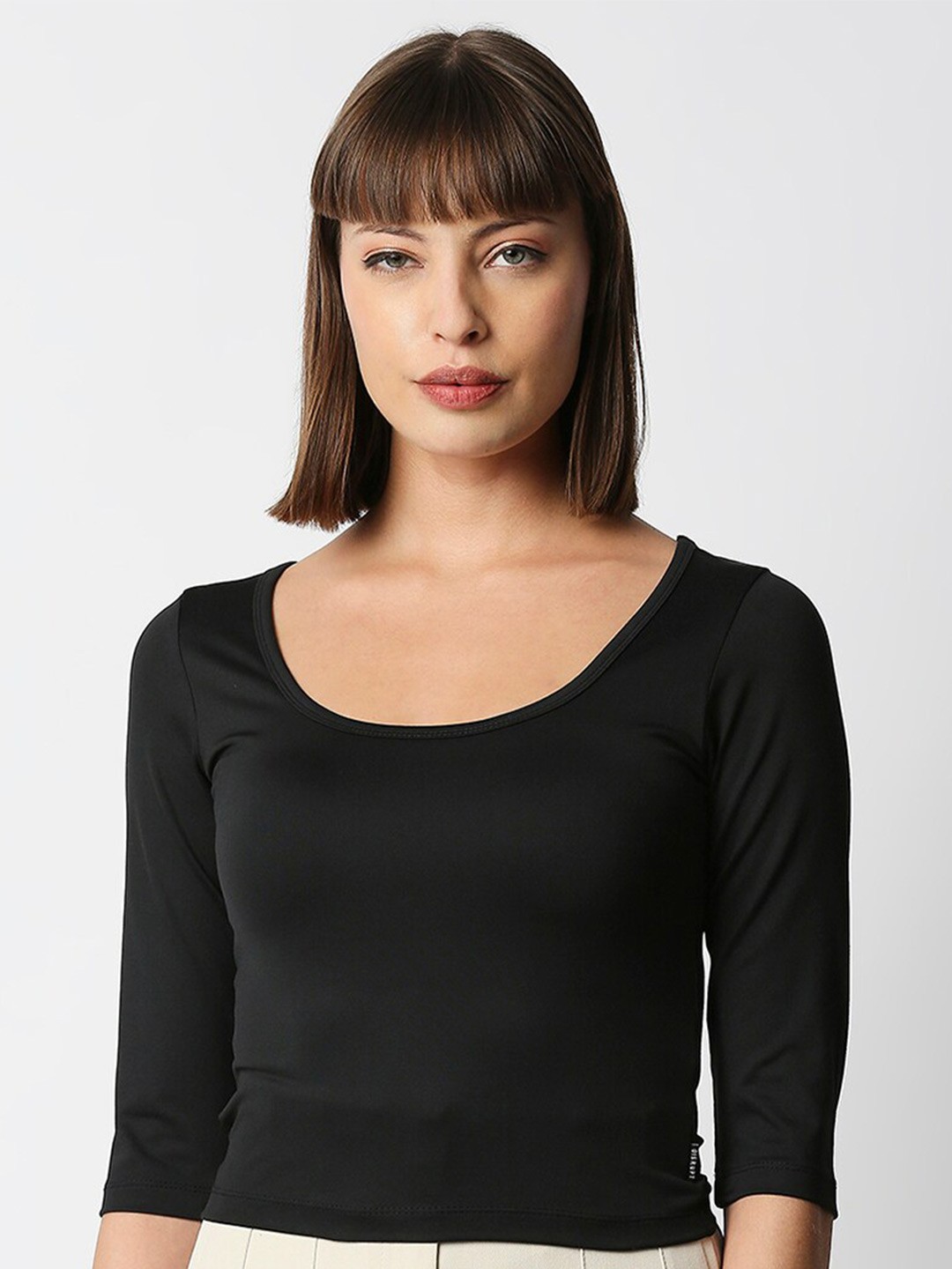 

Disrupt Women Black Monochrome Slim Fit Crop T-shirt