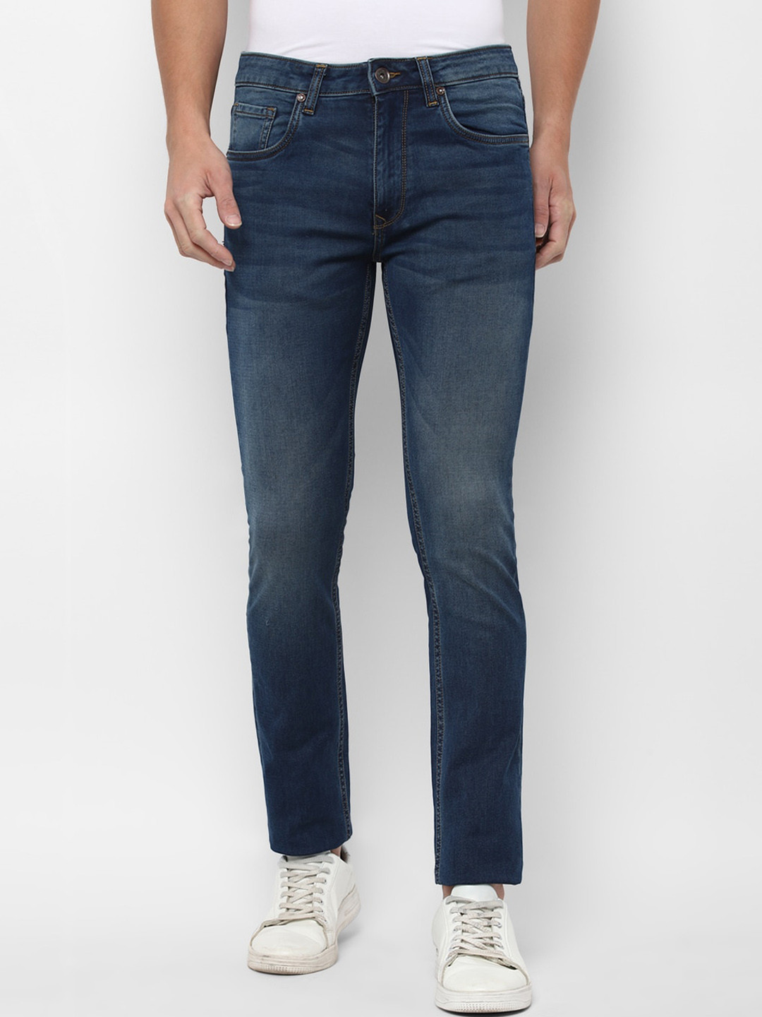 

Louis Philippe Jeans Men Navy Blue Slim Fit Heavy Fade Jeans