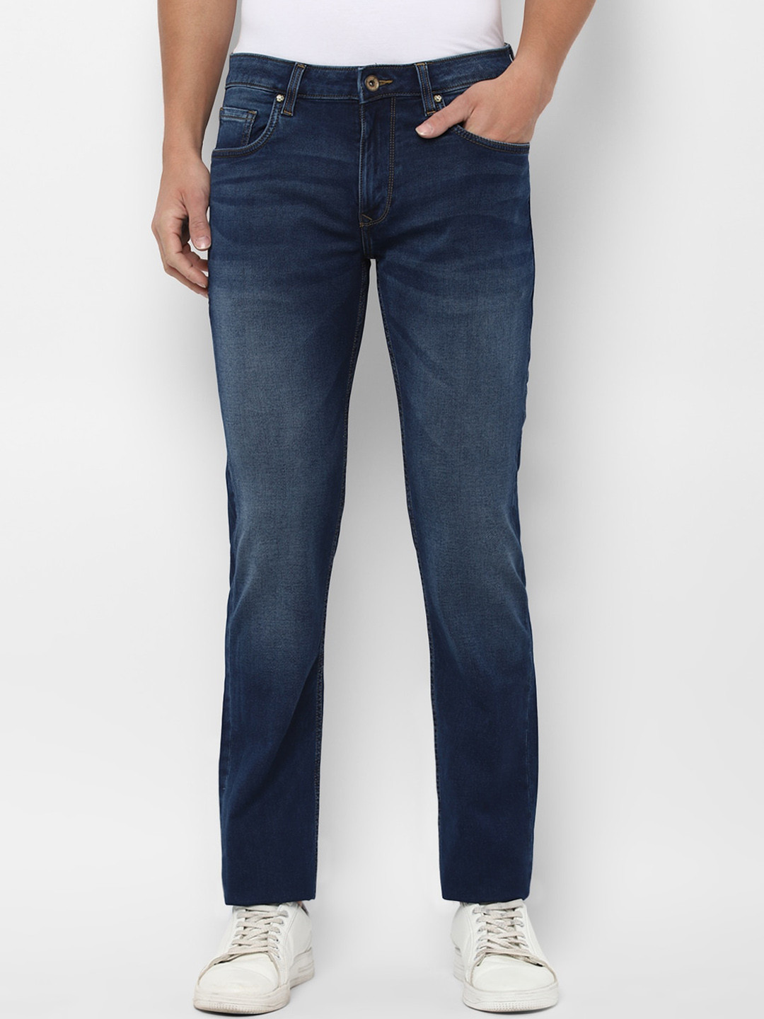 

Louis Philippe Jeans Men Navy Blue Slim Fit Heavy Fade Jeans