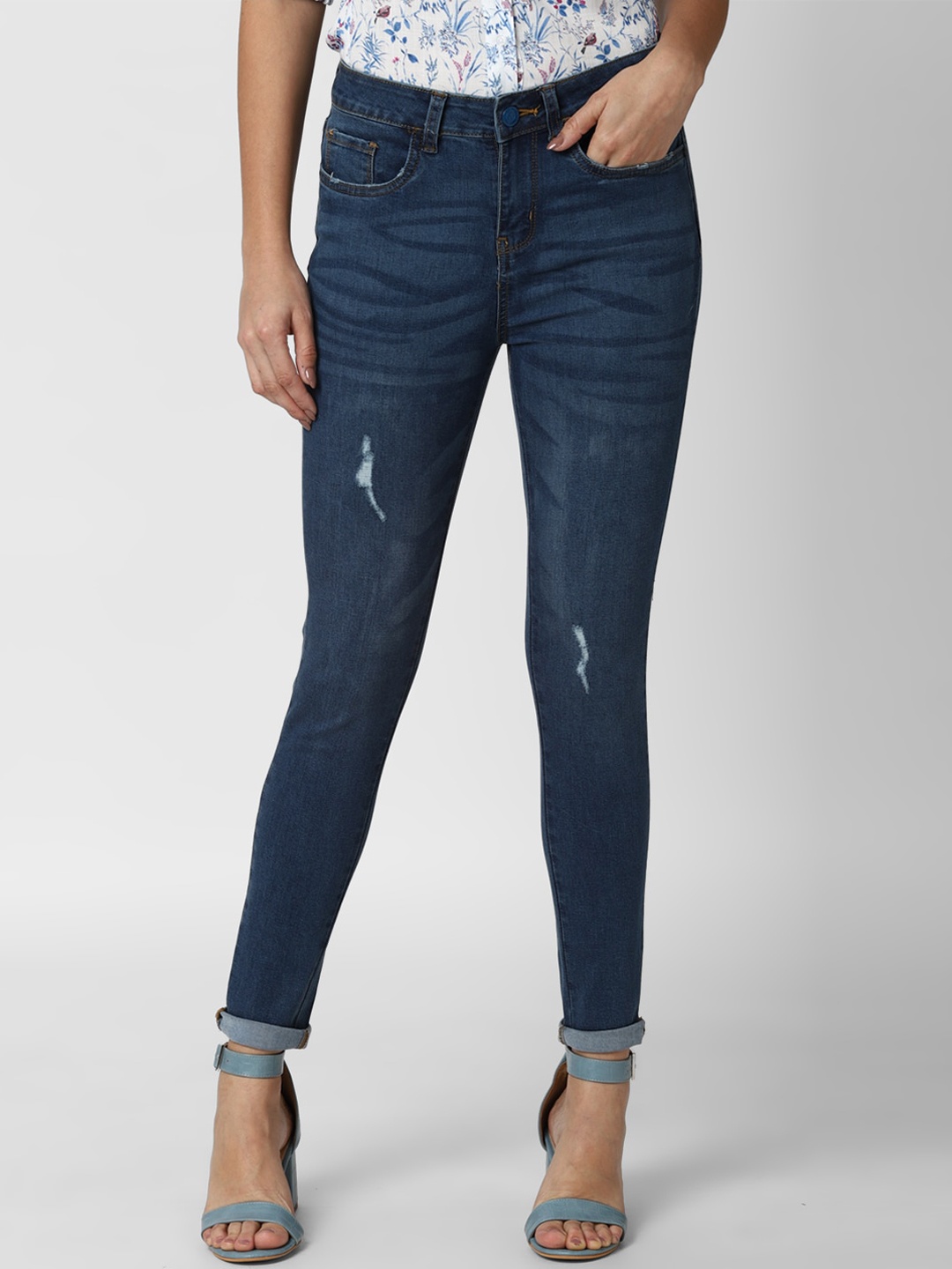 

Van Heusen Woman Women Navy Blue Skinny Fit Low Distress Jeans