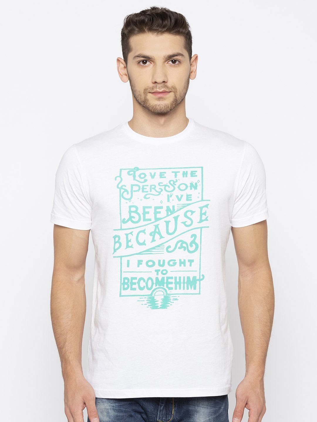 

Status Quo Men White Typography Printed Cotton T-shirt