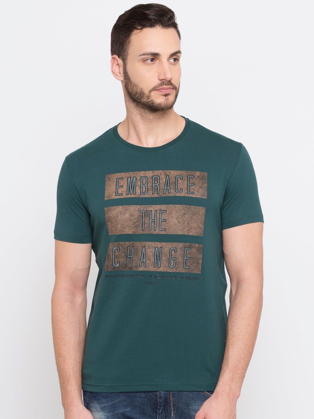 

Status Quo Men Green Printed T-shirt