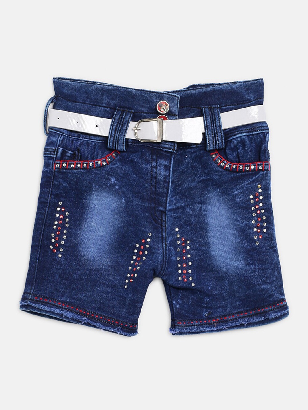 

V2 Value & Variety Girls Blue Washed Denim Embellished Shorts