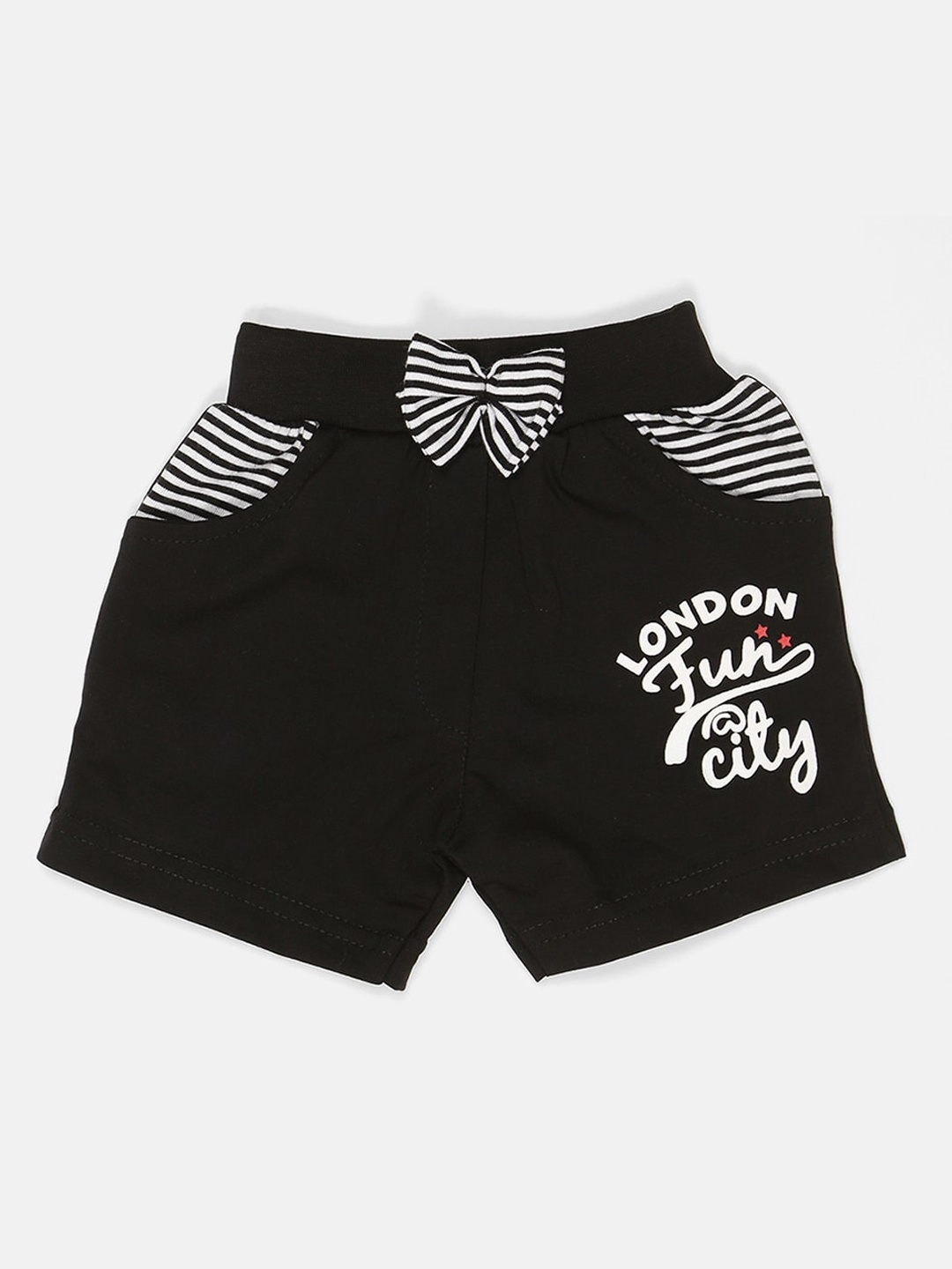 

V2 Value & Variety Girls Black & White Printed Shorts